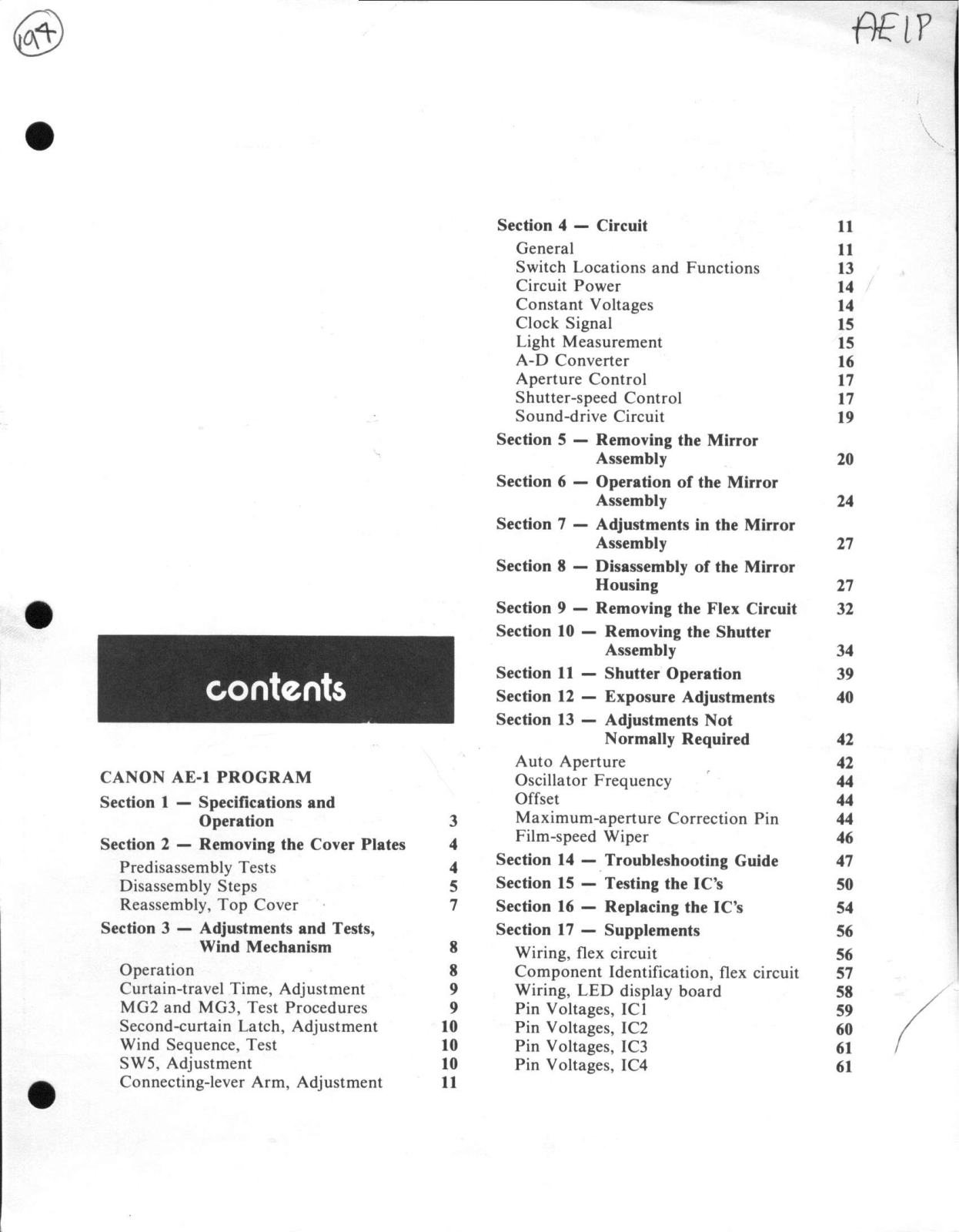 Canon AE-1 Service Manual