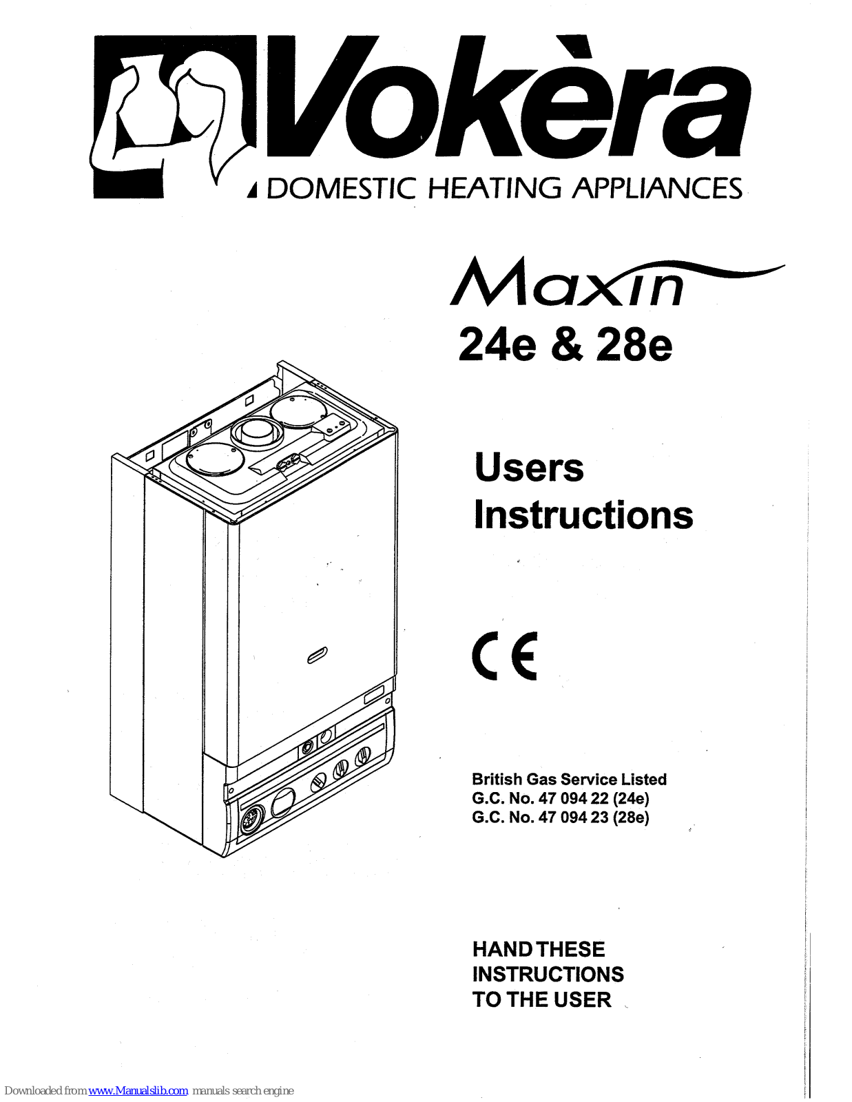 VOKERA Maxin 24e, Maxin 28e User Instructions