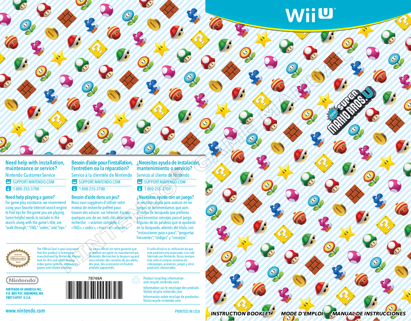 Mario - Super Mario Super Mario Bros.U Instruction Manual