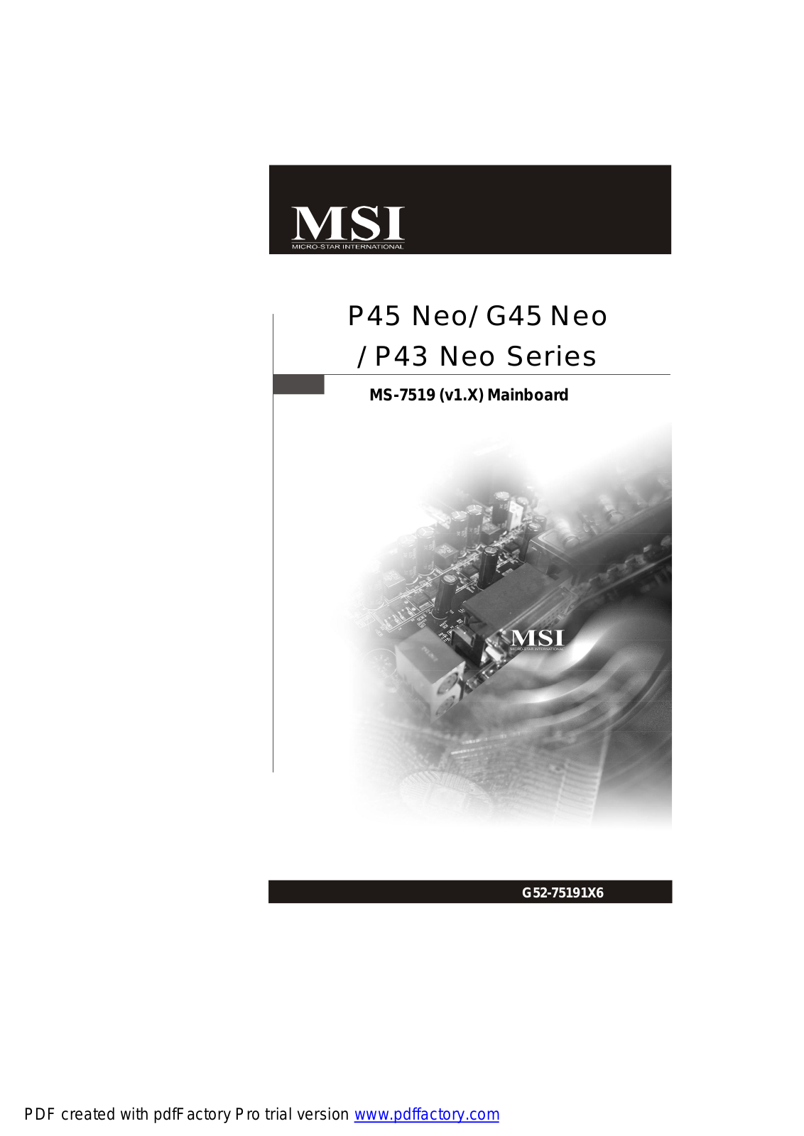 MSI MS-7519 (v1.X) User guide