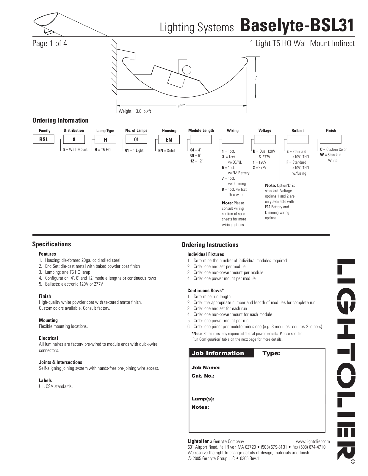 Lightolier BSL31 User Manual