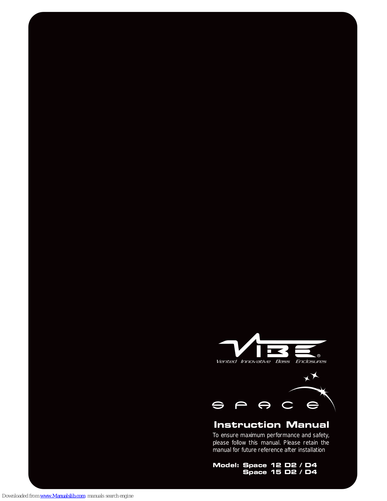 Vibe Space 12 D2, Space 12 D4, Space 15 D2, BlackAir 10, BlackAir 15 Instruction Manual