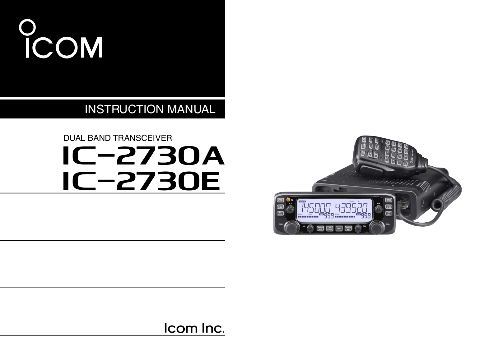 Icom IC-2730A, IC-2730E Instruction Manual