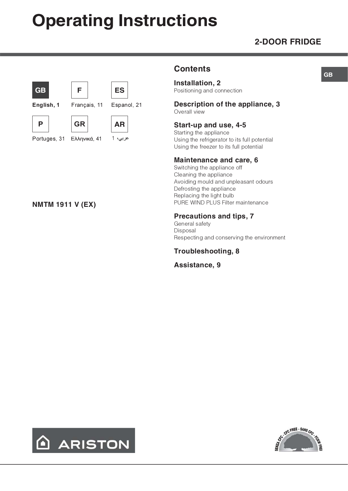 Hotpoint NMTM 1911 V User Manual