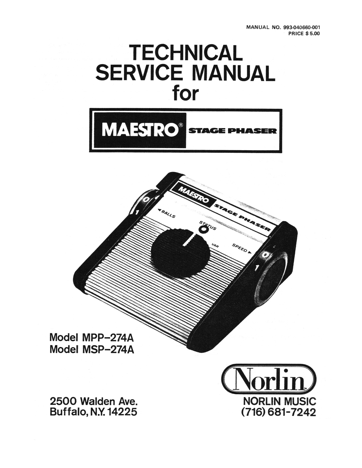 Norlin Music MSP-274A, MPP-274A Service Manual