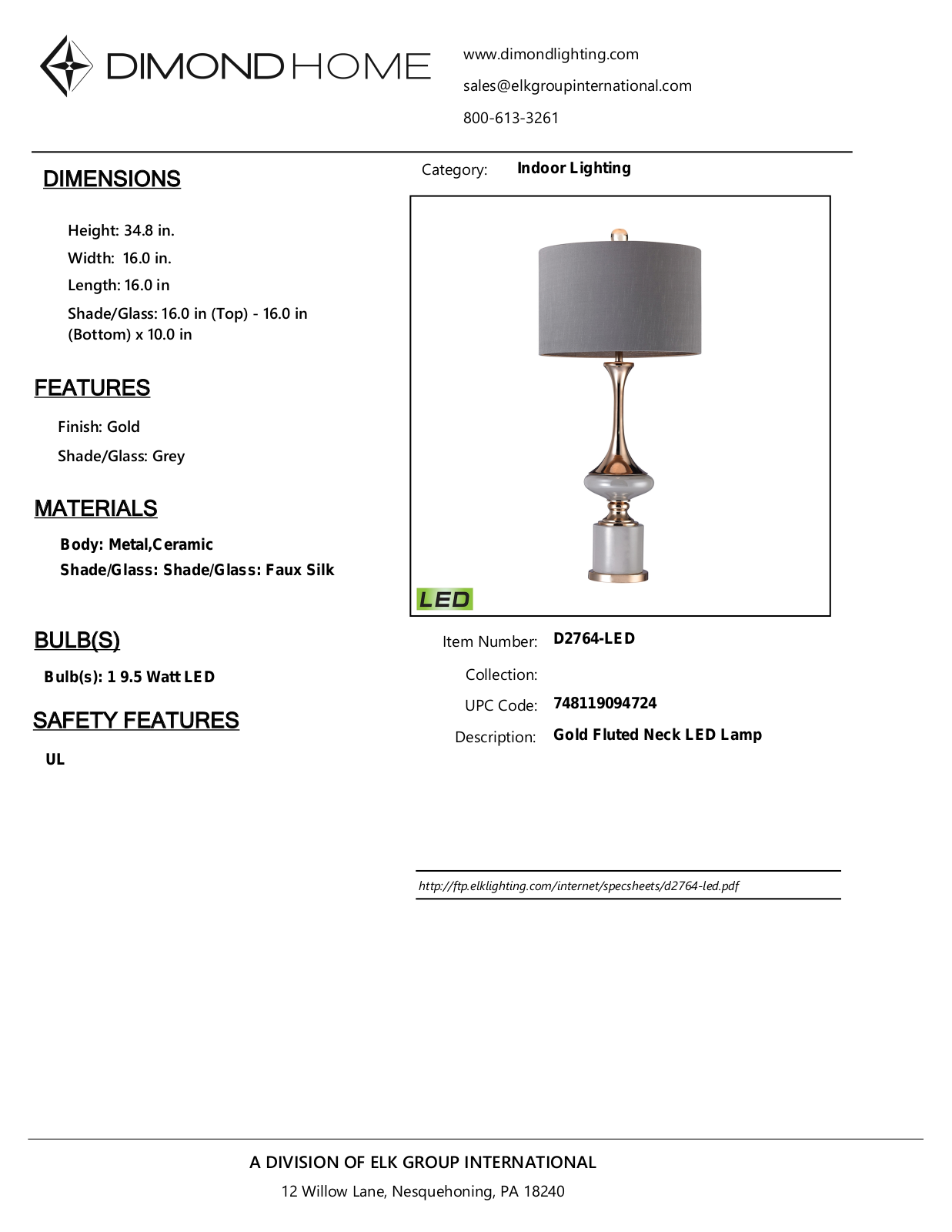 ELK Home D2764LED User Manual