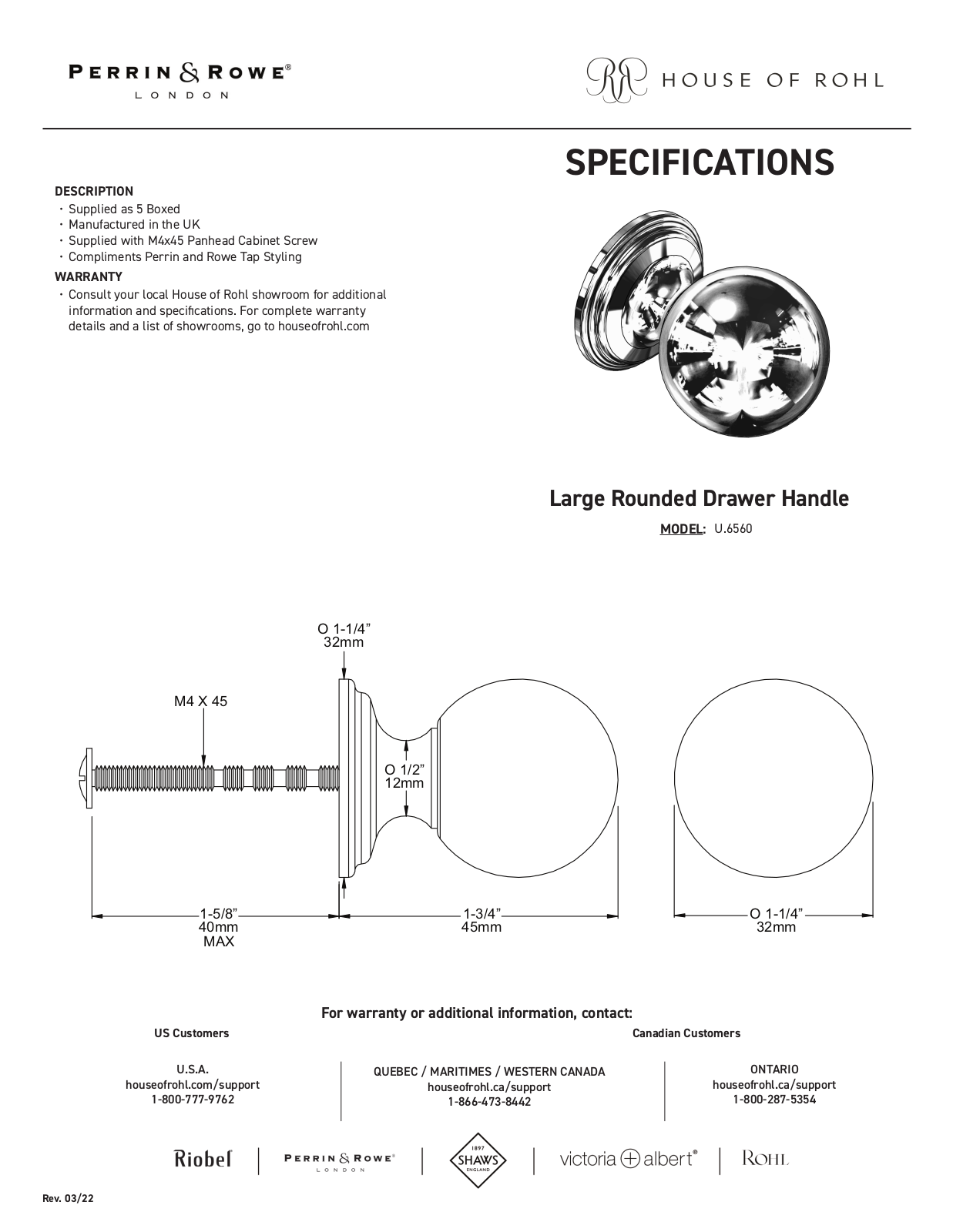 Perrin & Rowe PRWE1491 Specifications - ManualMachine.com