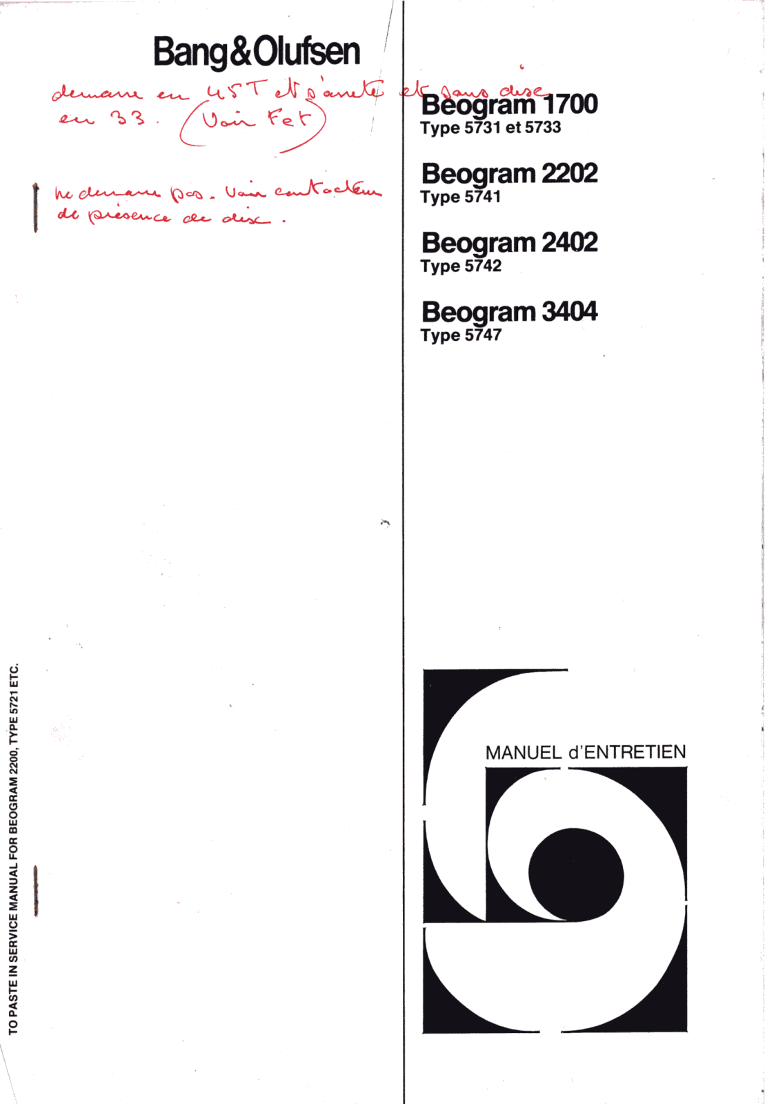 Bang and Olufsen Beogram 2202 Schematic