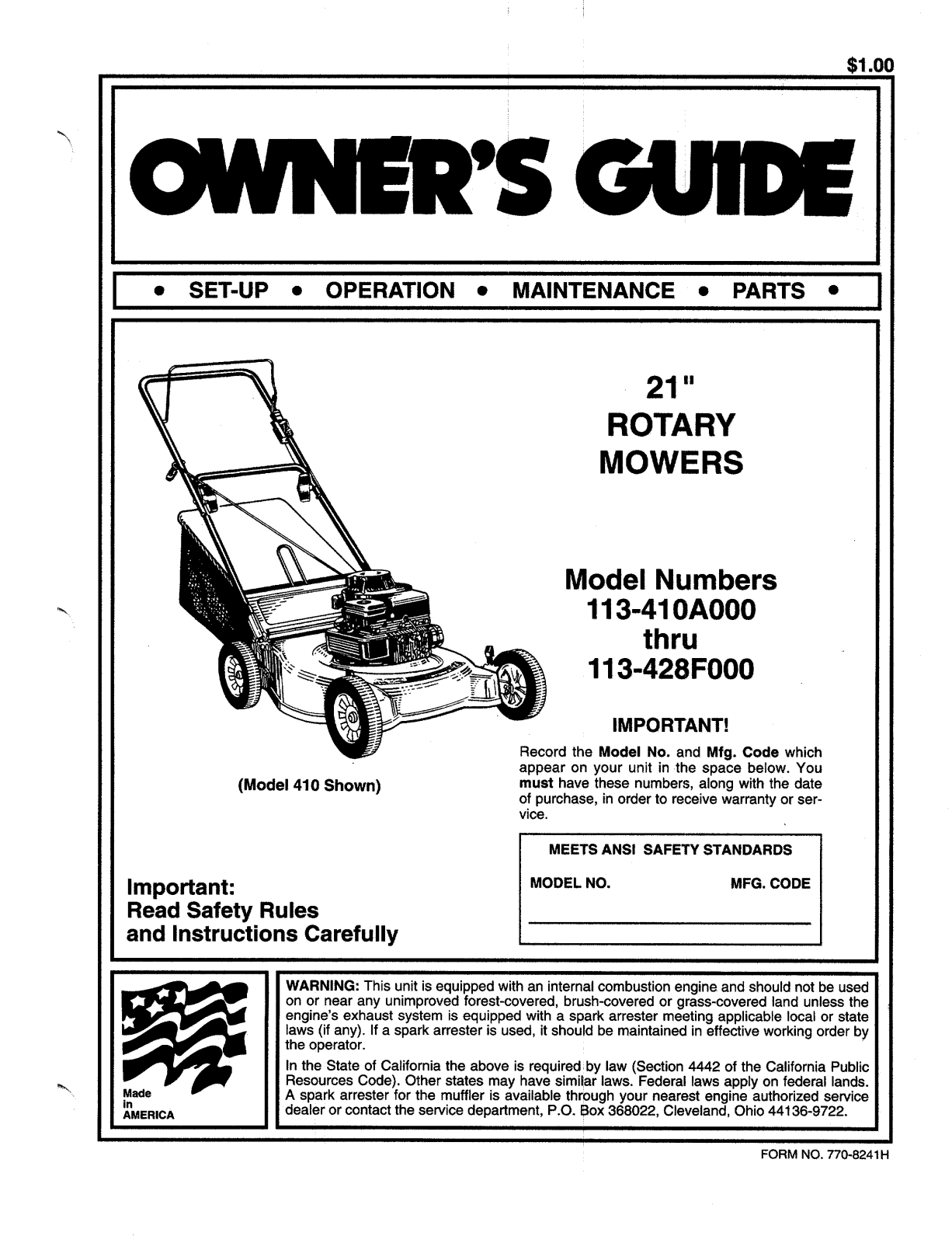 MTD 113-428F000 User Manual