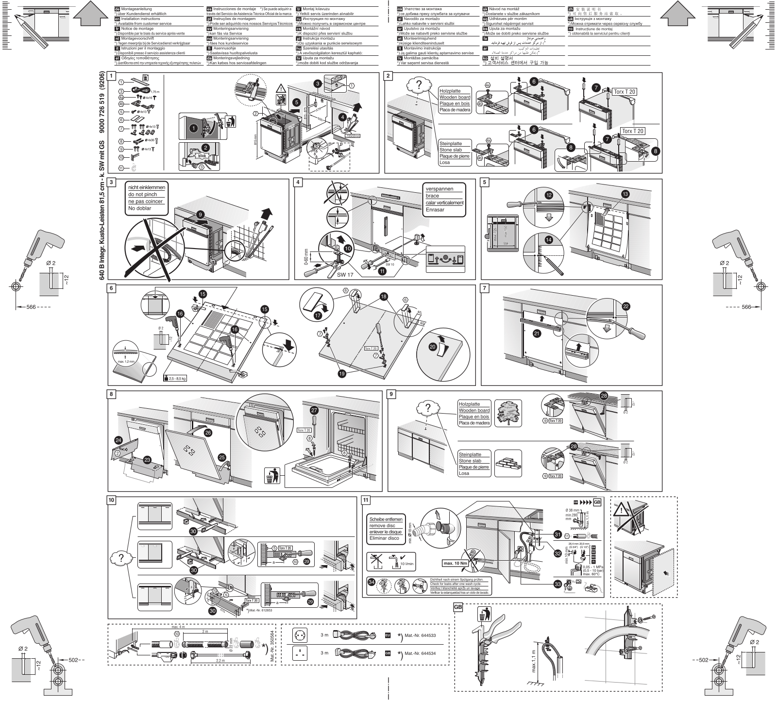 Bosch SMI 40D02EU/10, SMI 40D05EU/13, SMI 40D02EU/06, SMI 40D05EU/06, SMI 40D02EU/01 INSTALLATION GUIDE