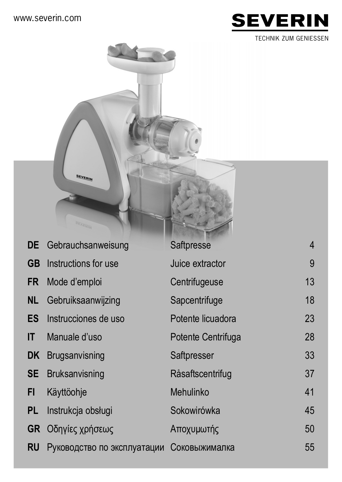 Severin Slow Juicer ES 3567 User Manual