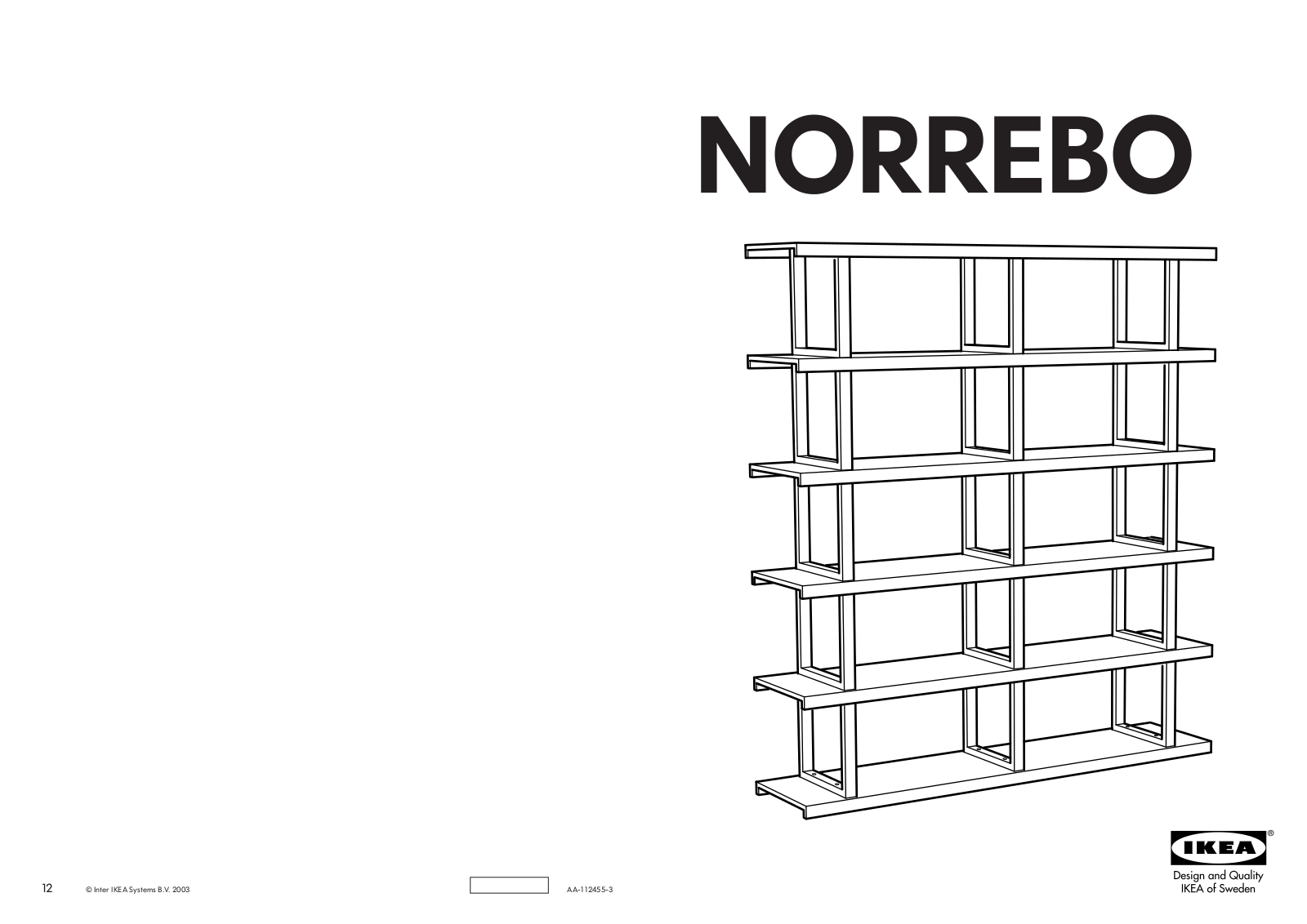 IKEA NORREBO SHELVING UNIT 72 7-8X78 3-8 Assembly Instruction