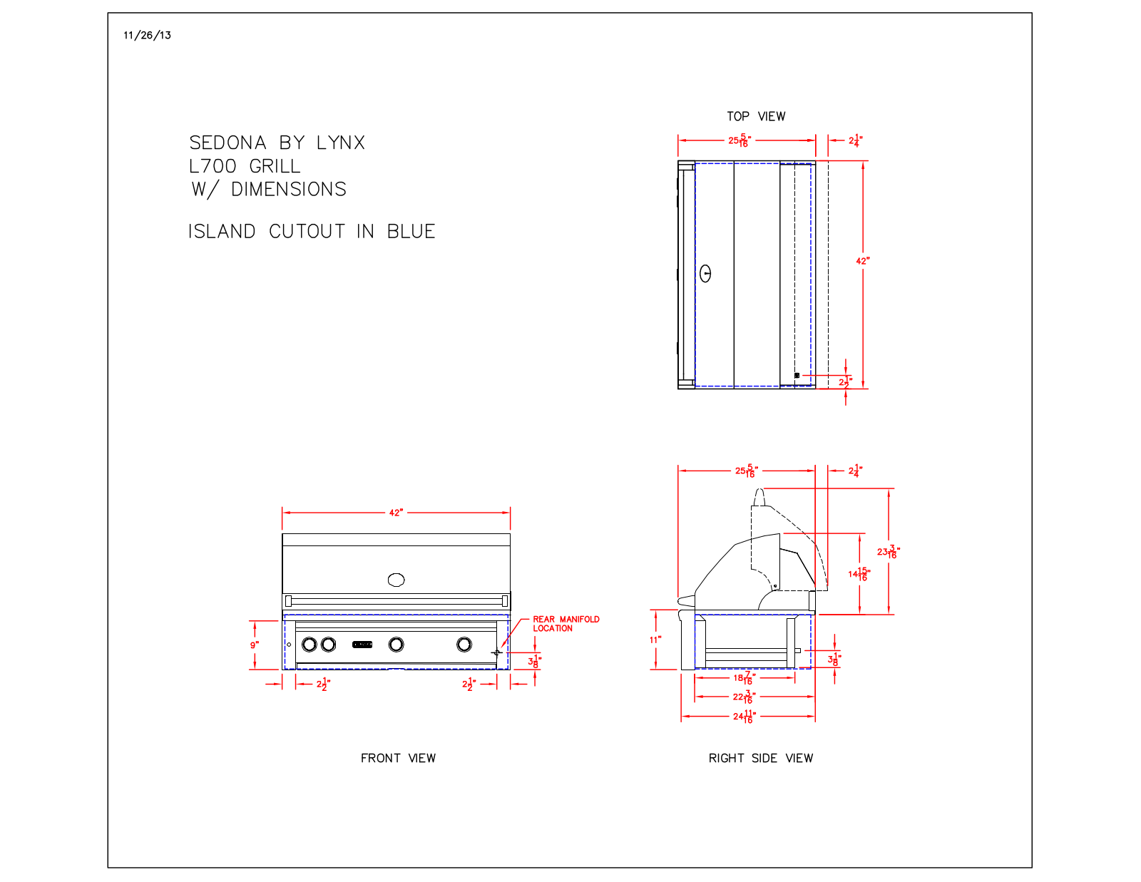 Lynx L700FRLP, L700PSRLP, L700PSLP, L700NG Dimension Guide