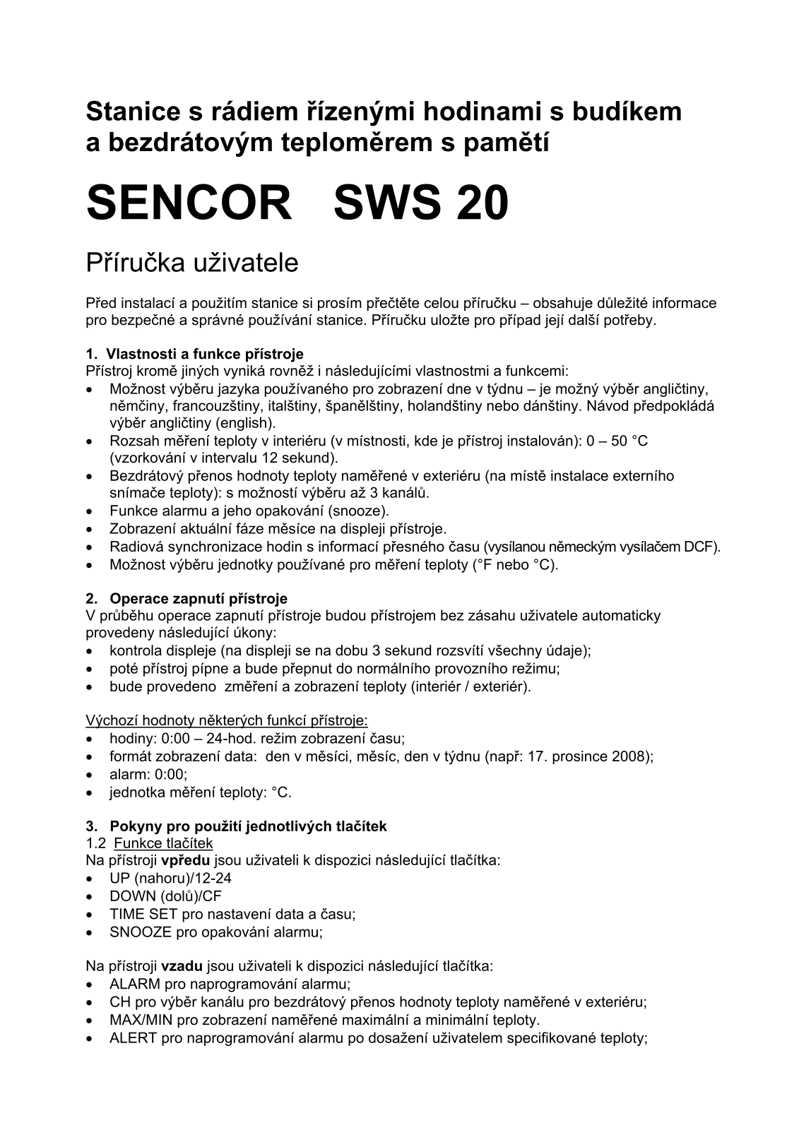 Sencor SWS 20 User Manual