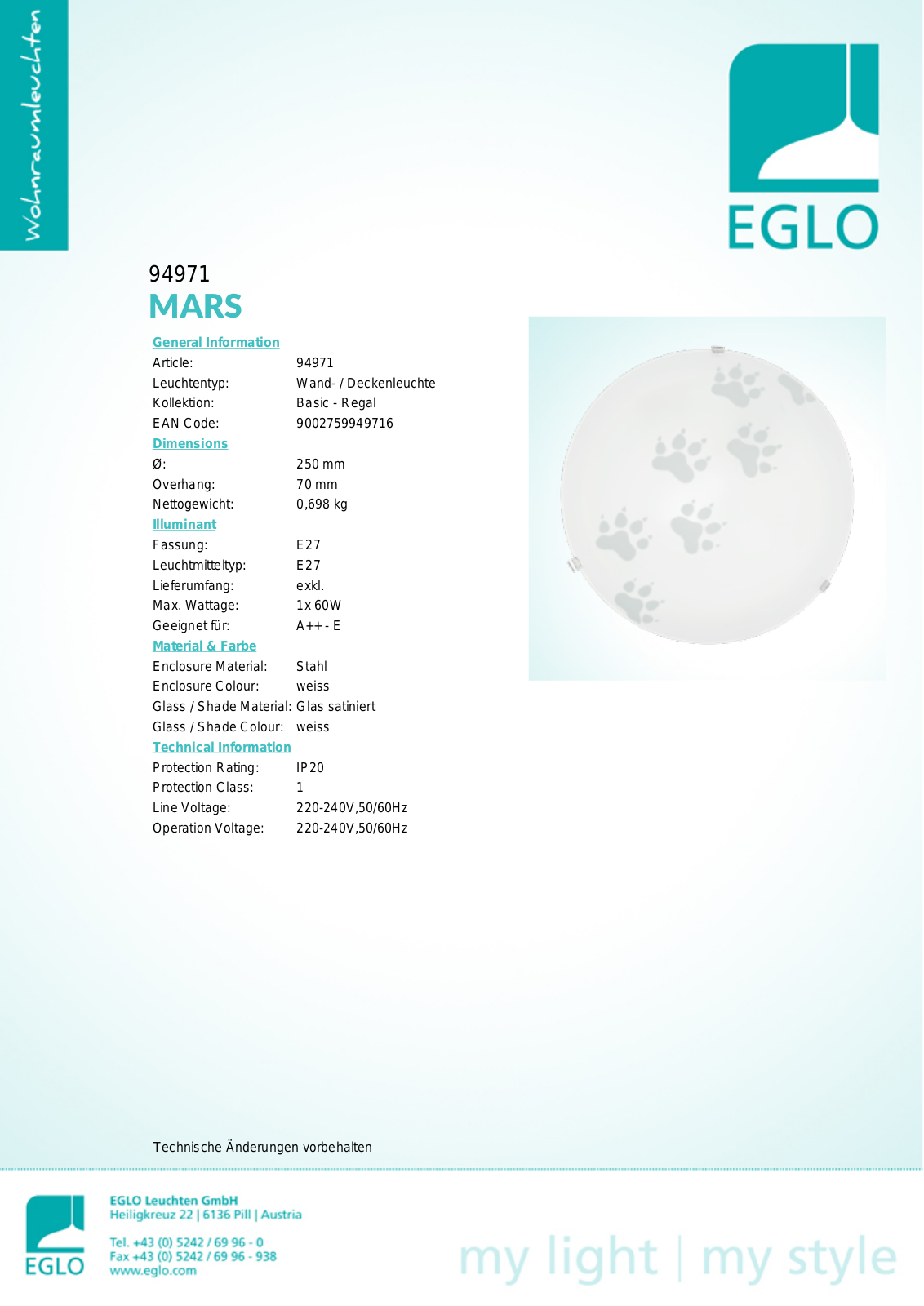 Eglo 94971 Service Manual