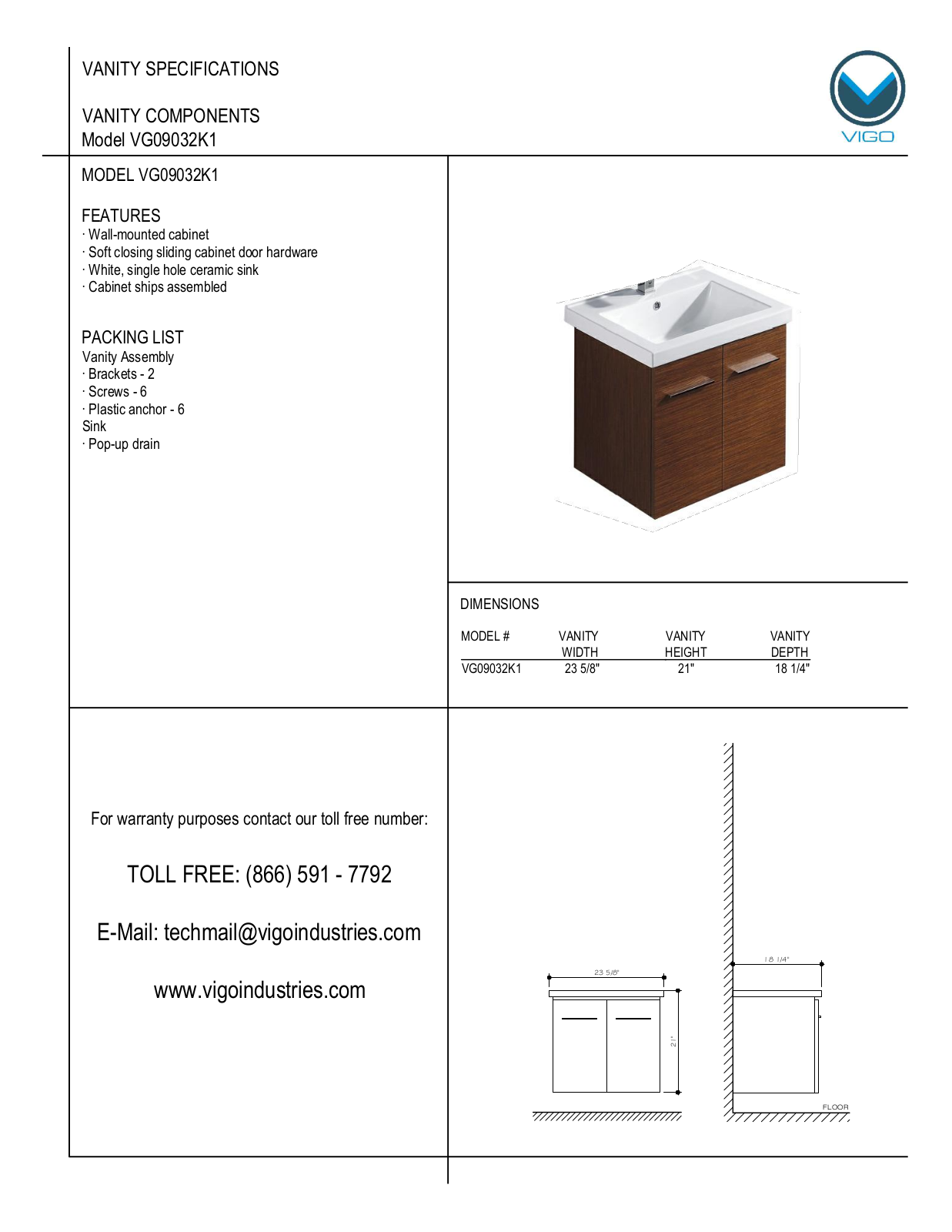 Vigo VG09032K1 User Manual