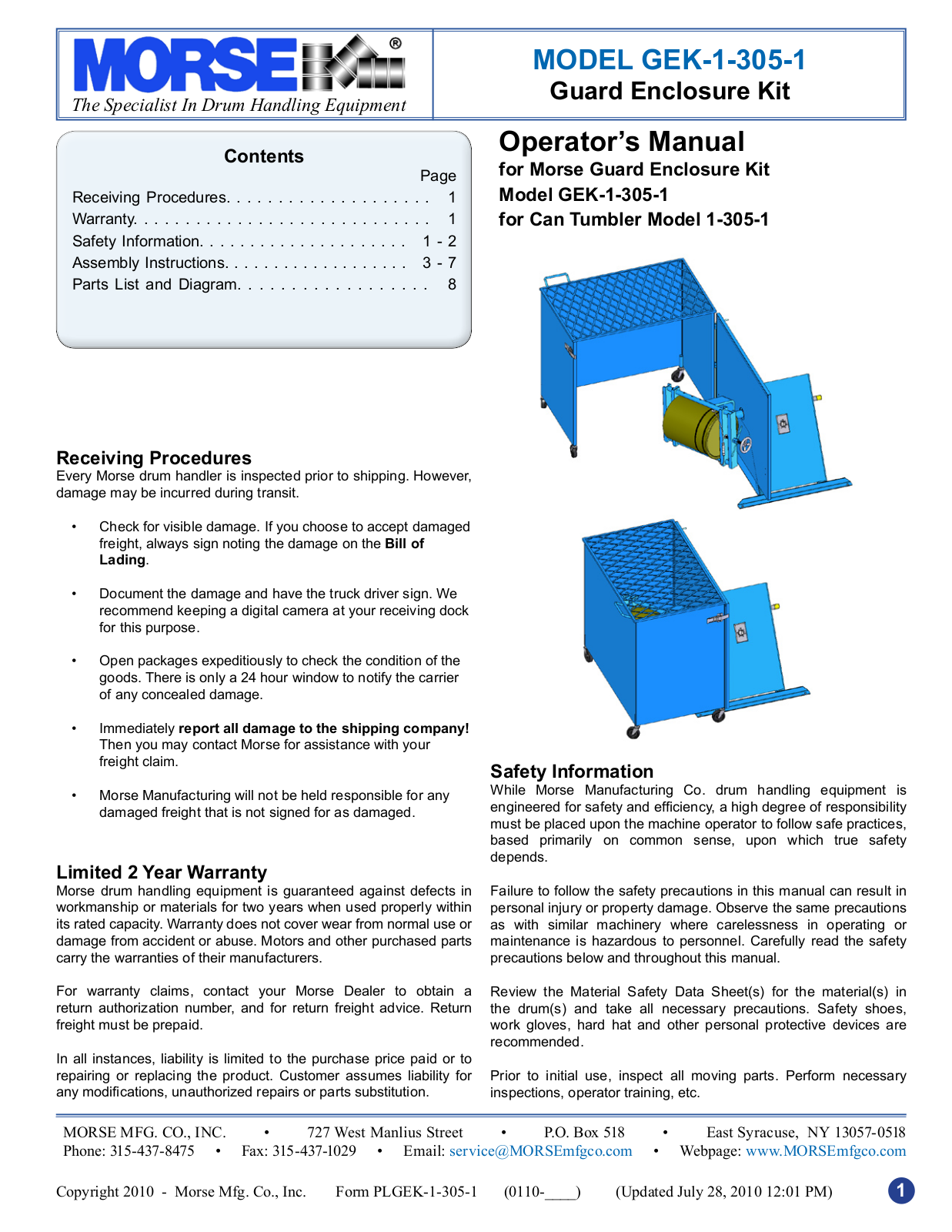 Morse GEK-1-305-1 User Manual