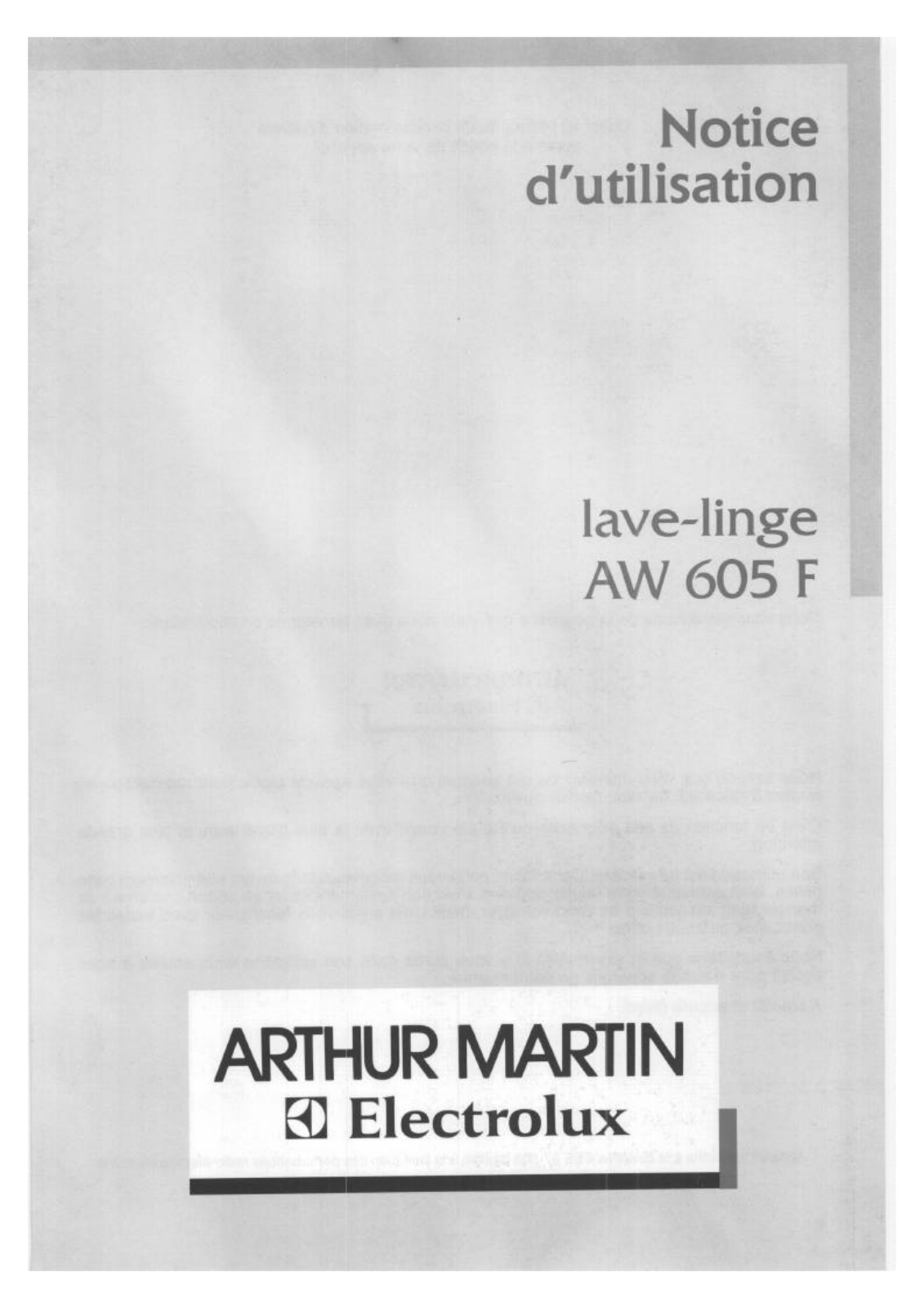 Arthur martin AW605F User Manual