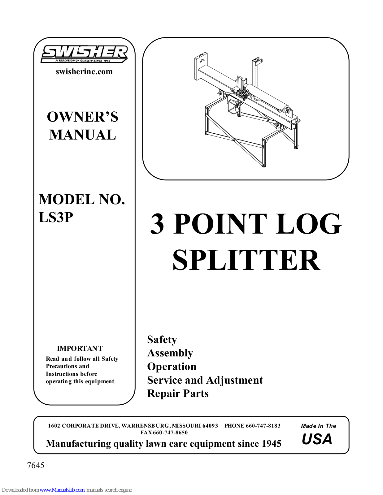 Swisher LS3P Owner's Manual