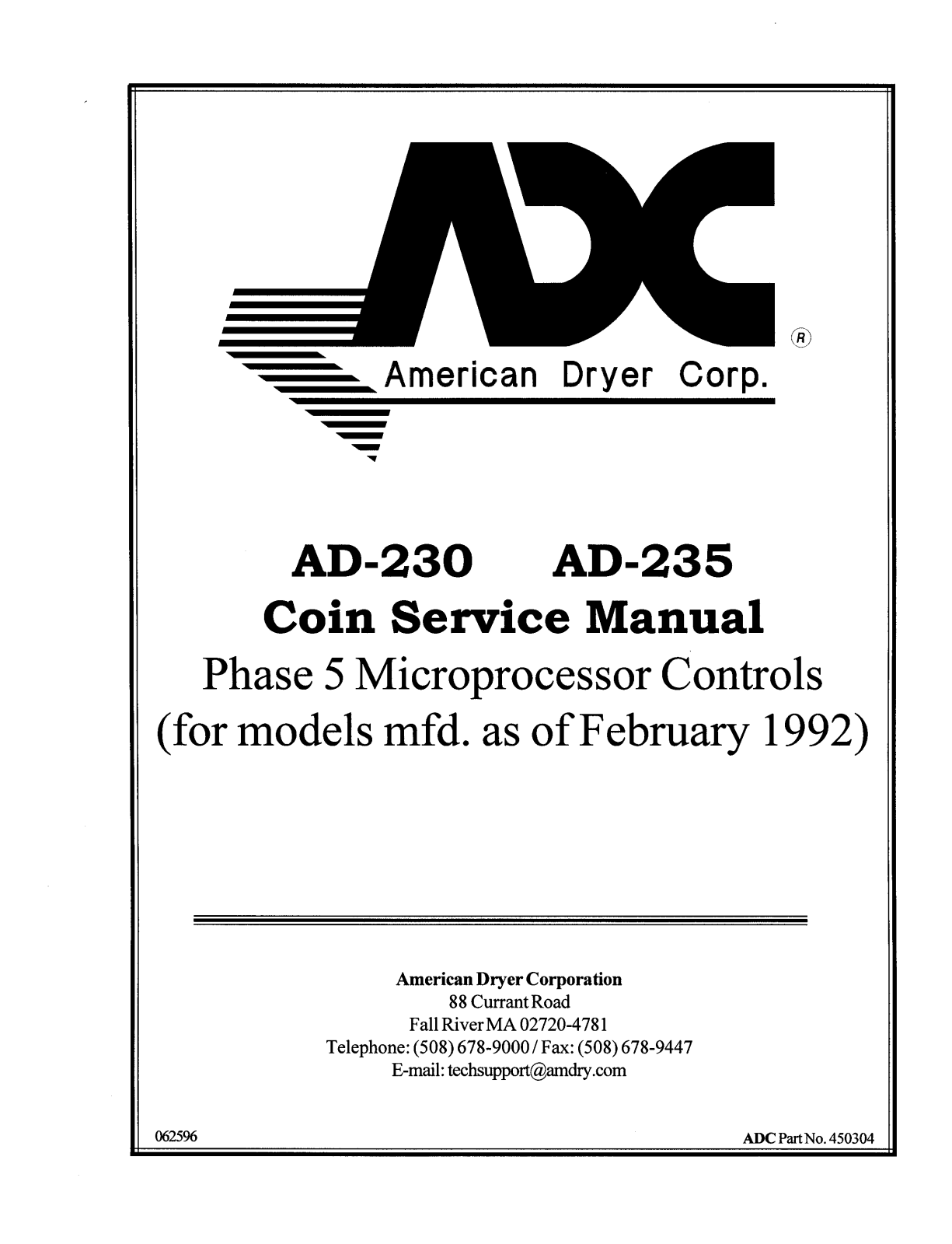 American Dryer Corp AD-230, AD-235 User Manual