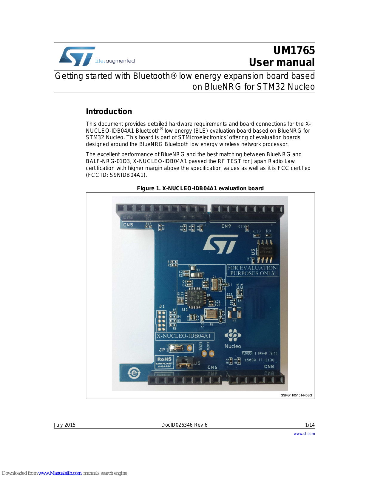 ST XNUCLEO-IDB04A1 User Manual