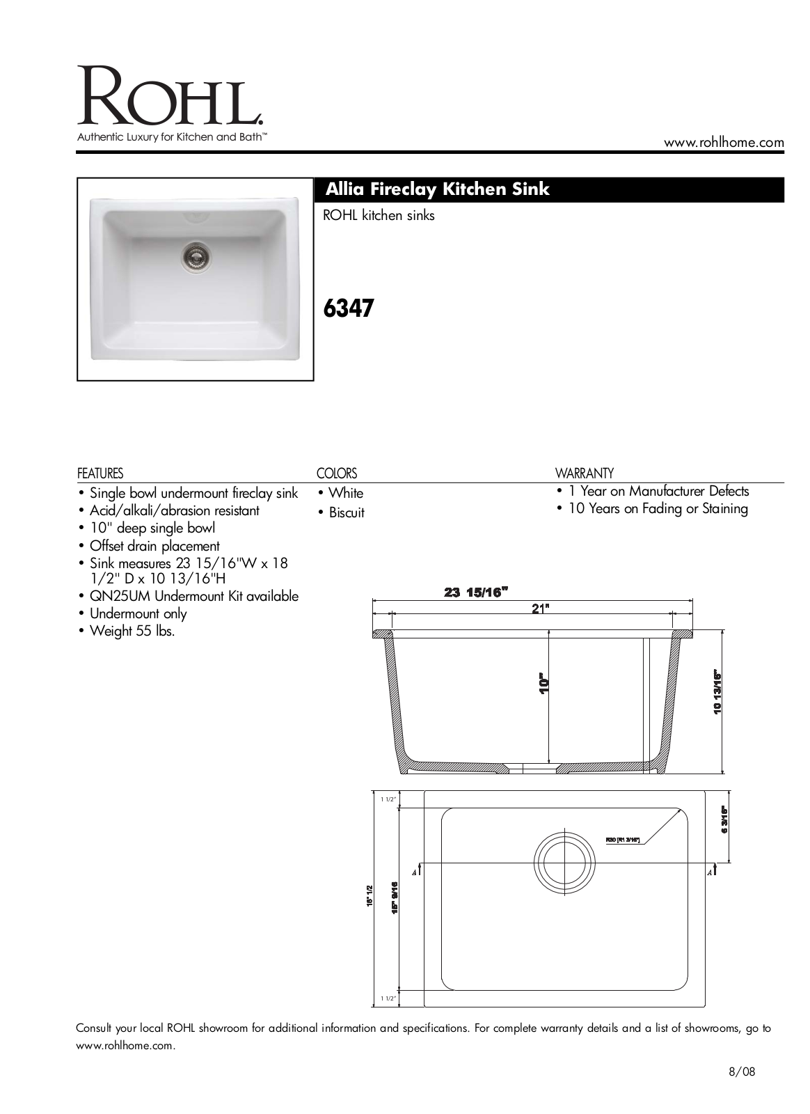 Rohl 634700 Specs