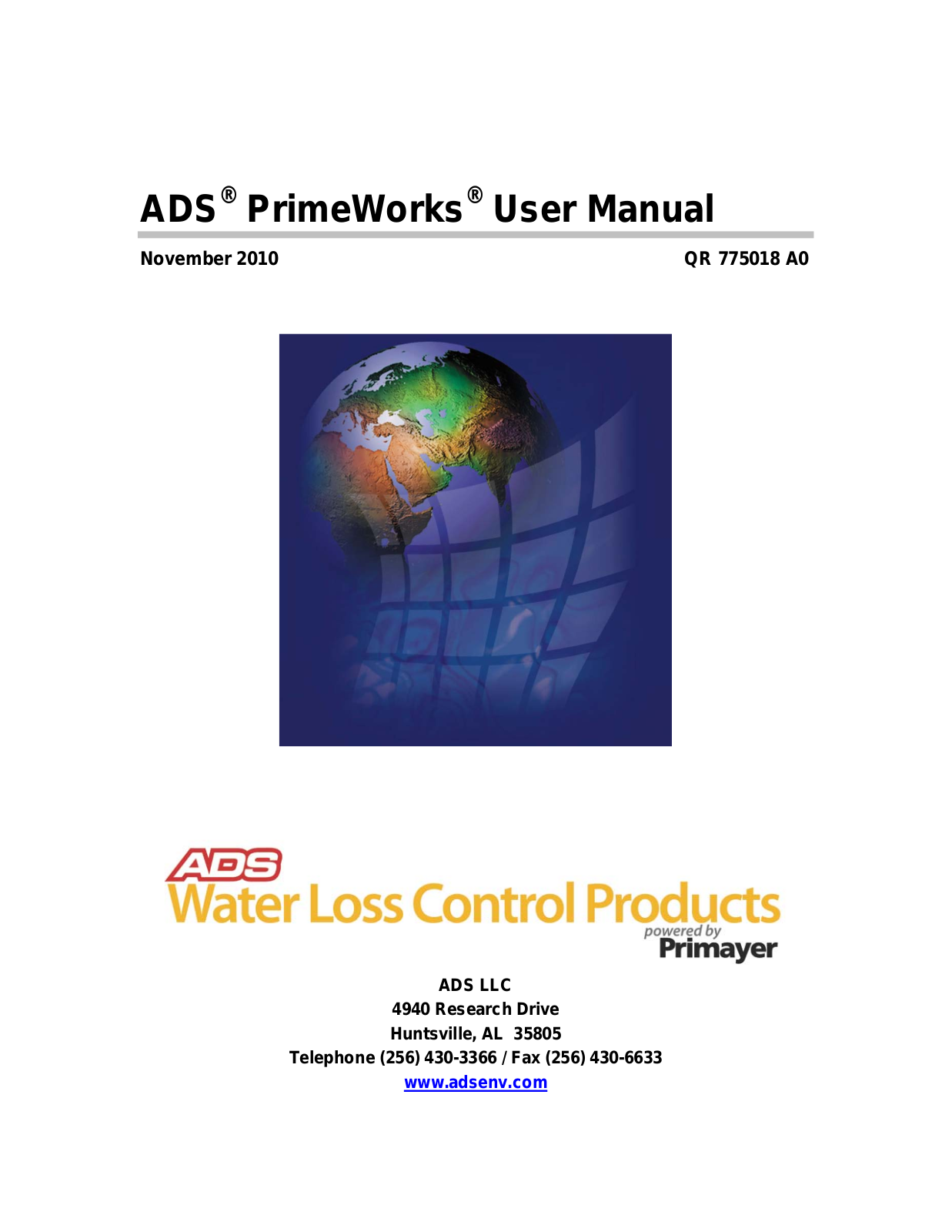 ADS Environmental Services QR 775018 A0 User Manual