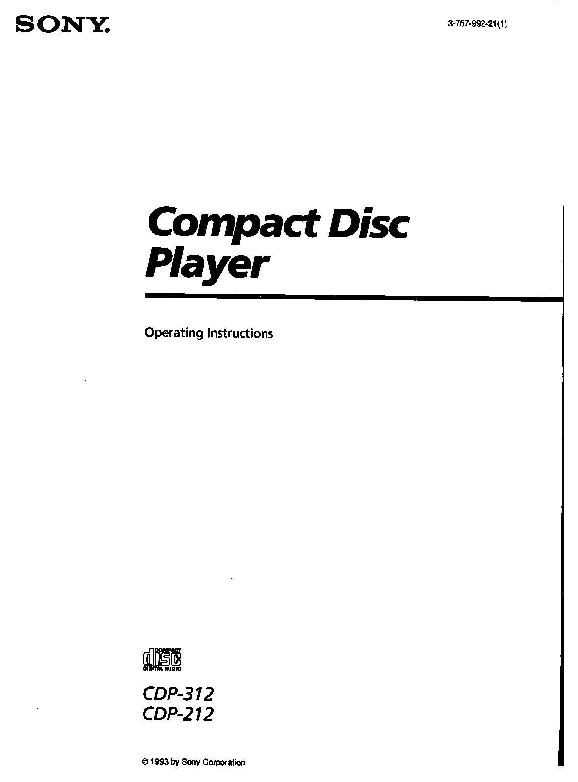 Sony CDP-312 User Manual