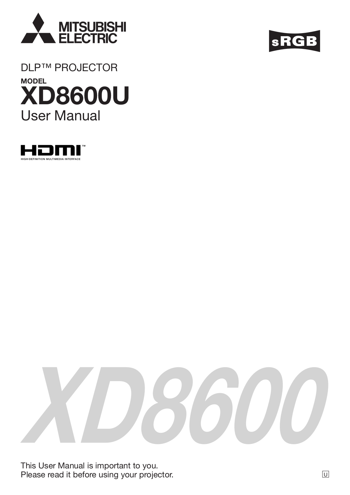 Mitsubishi Electronics XD8600 User Manual