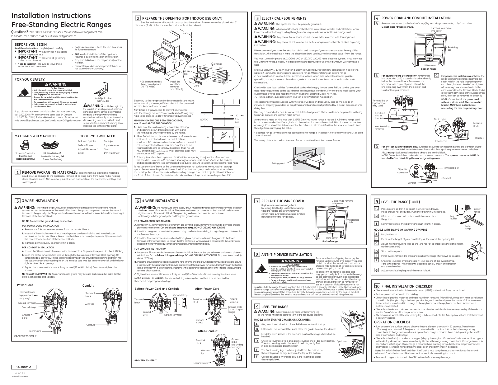 GE Appliances RB787DP Installation Manual