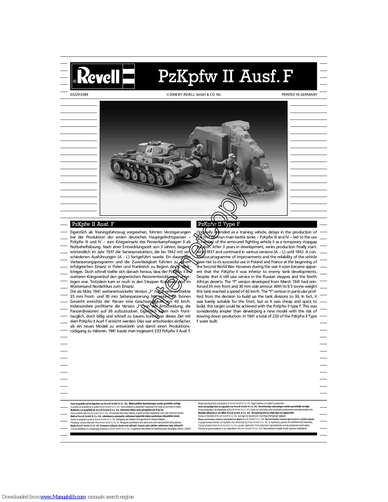 REVELL PzKpfw II Ausf. F Assembly Manual