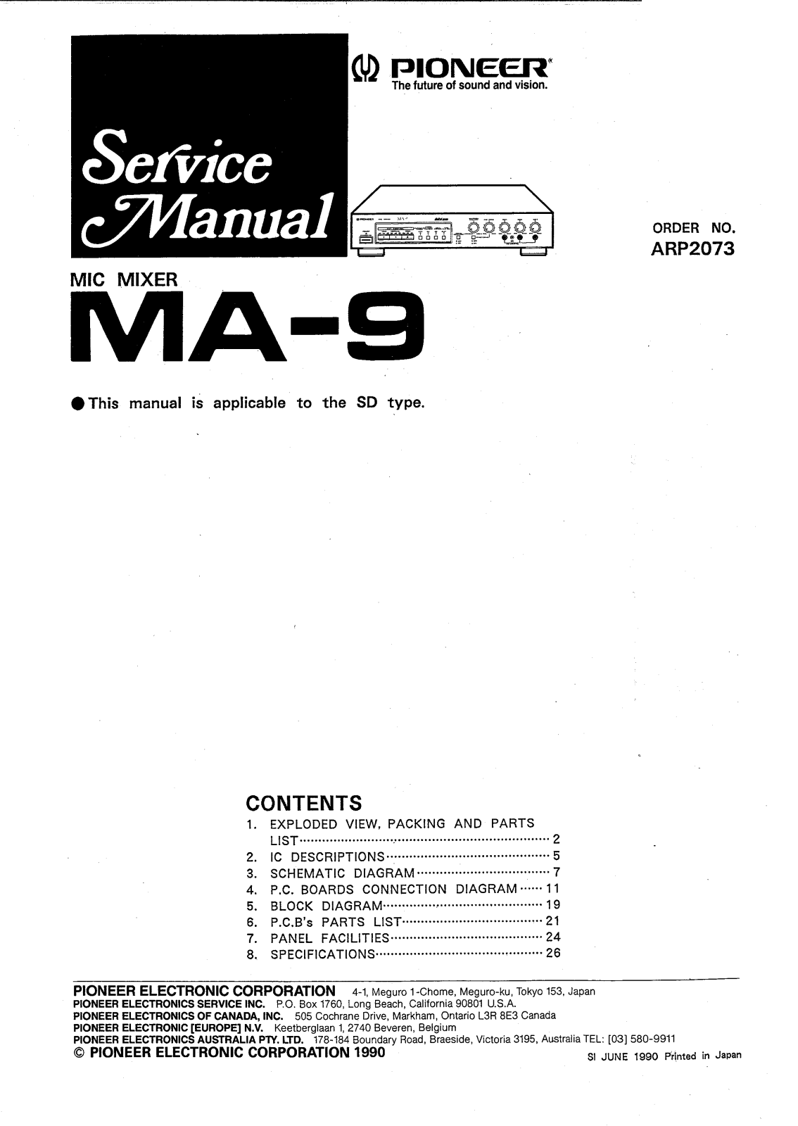 Pioneer MA-9 Service manual