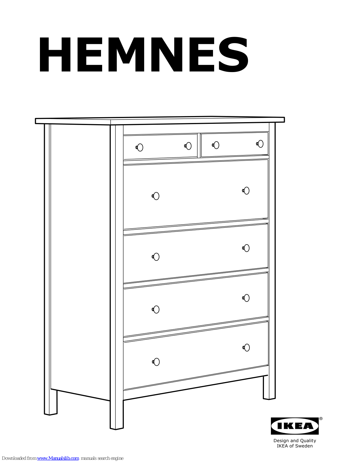 IKEA Hemnes 6-drawer white stain, TYSSEDAL Assembly Instructions Manual