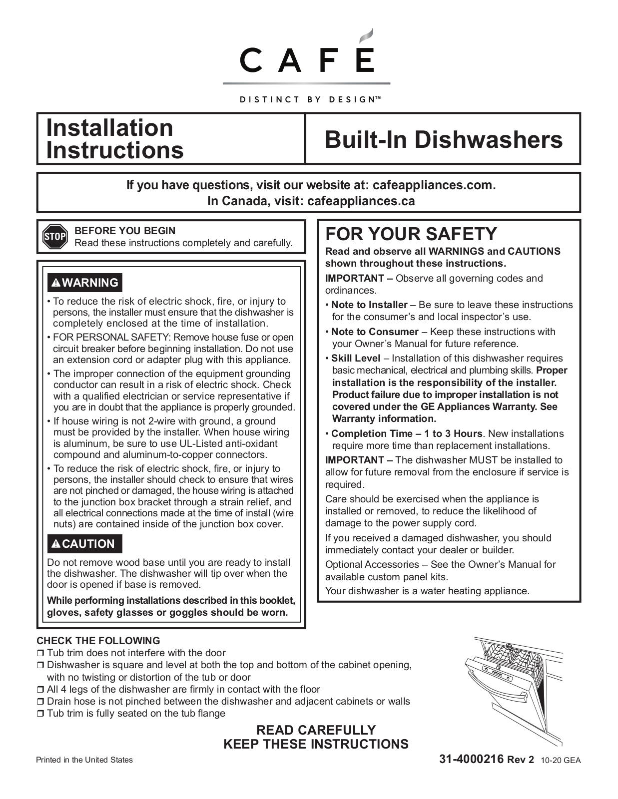 GE CDT875P3ND1 Installation Guide