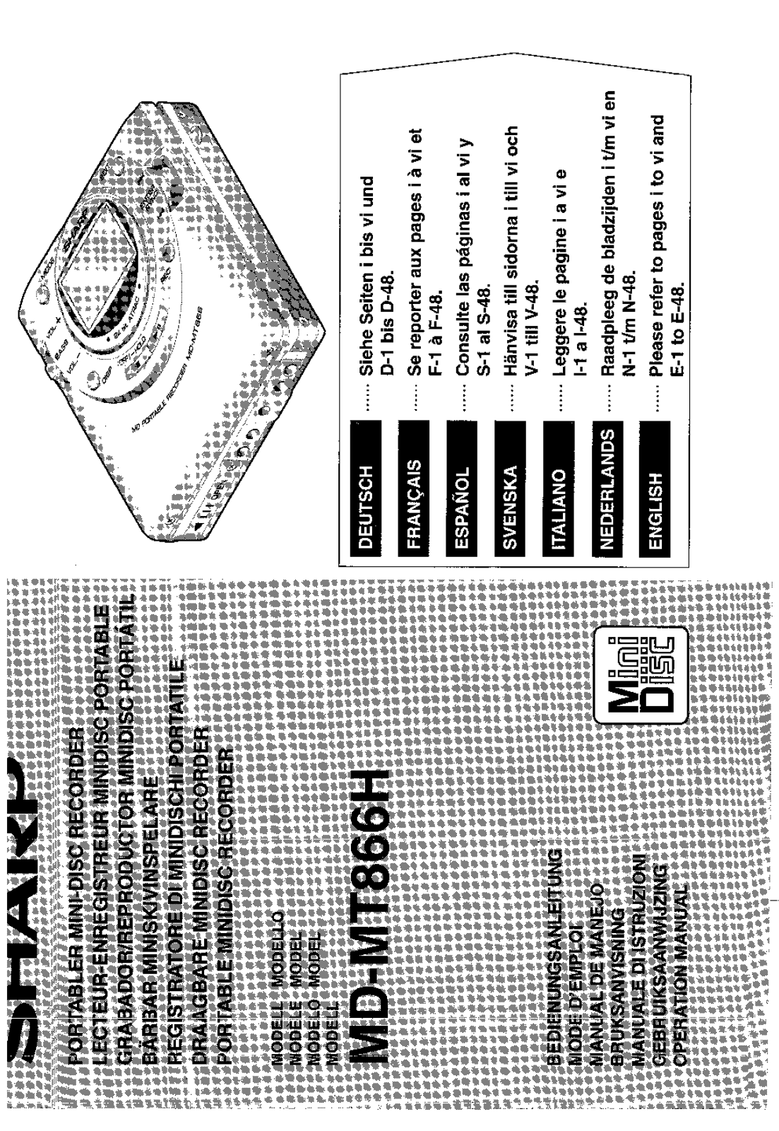 SHARP MD-MT866 User Manual