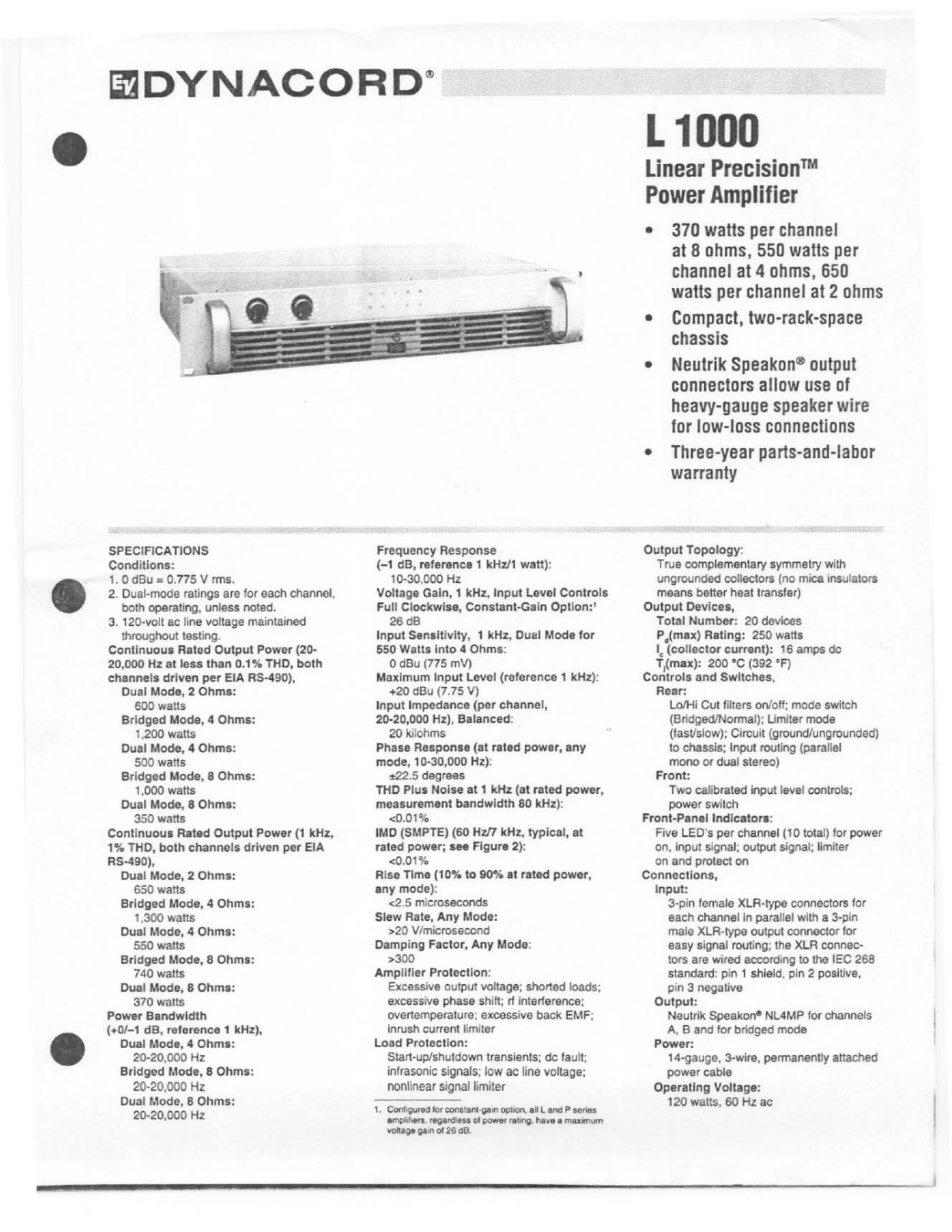 Dynacord L-1000 Brochure