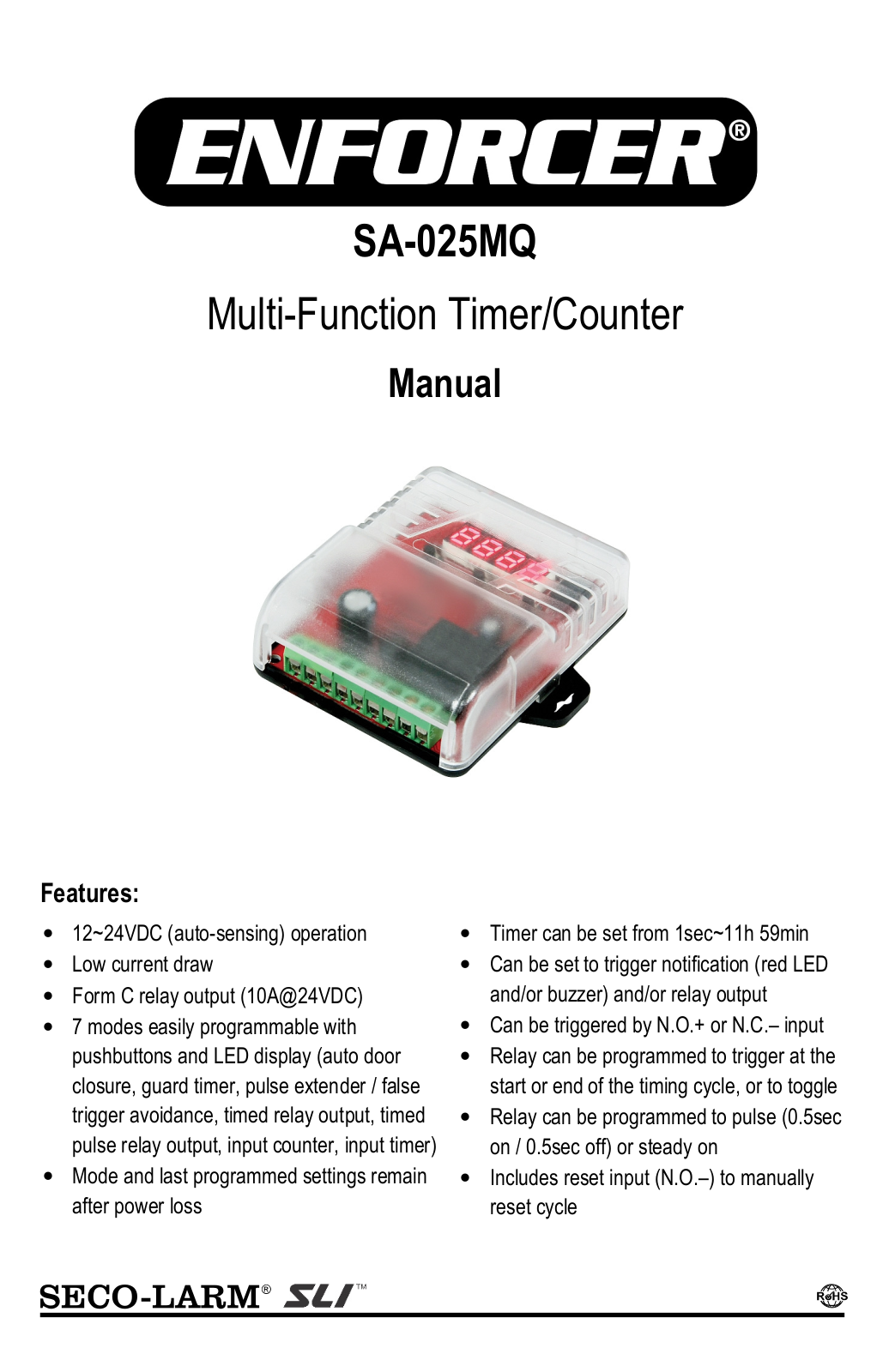 Seco-Larm SA-025MQ User Manual