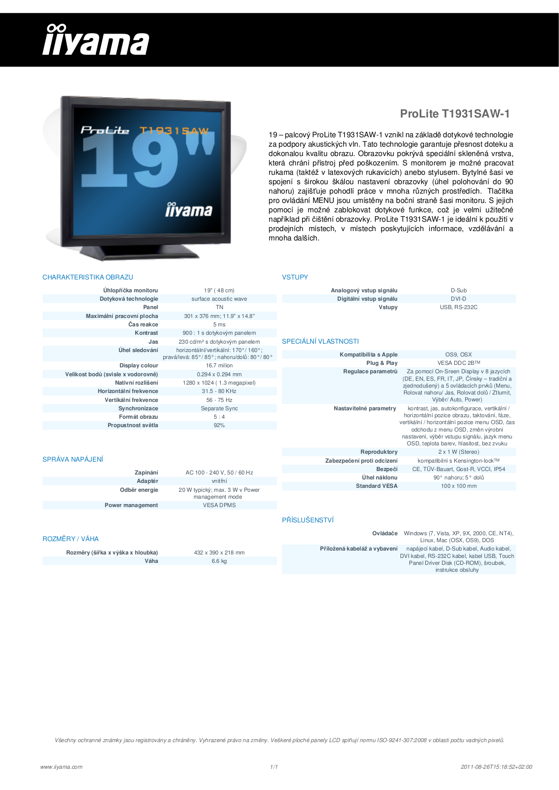 Iiyama PROLITE T1931SAW User Manual