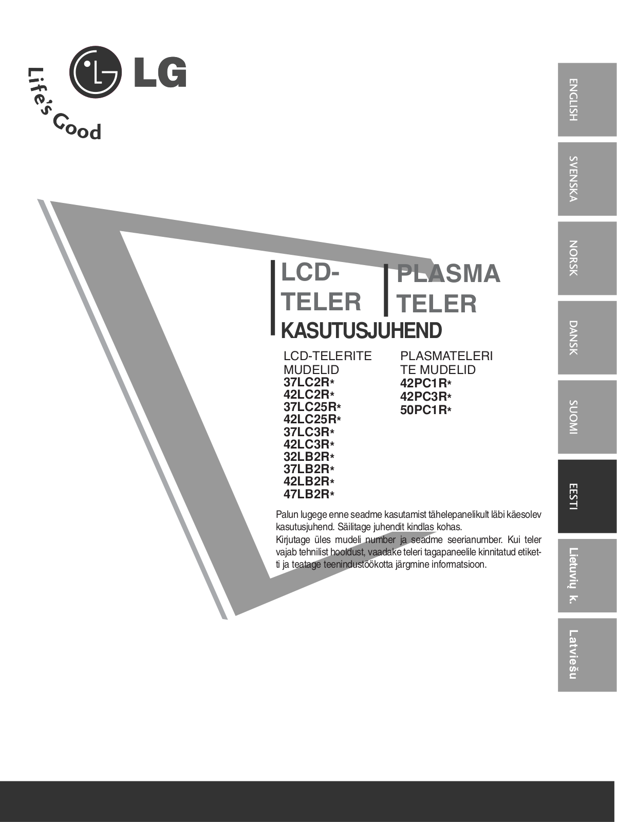 LG 32LB2R User guide