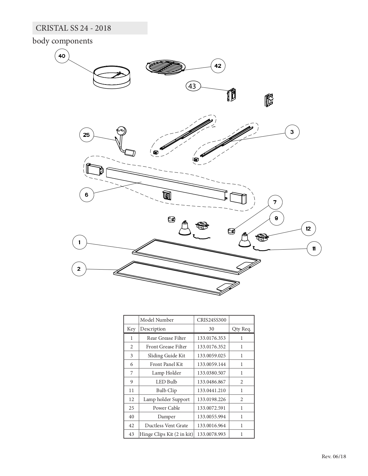 Faber CRIS24SS300 Parts List