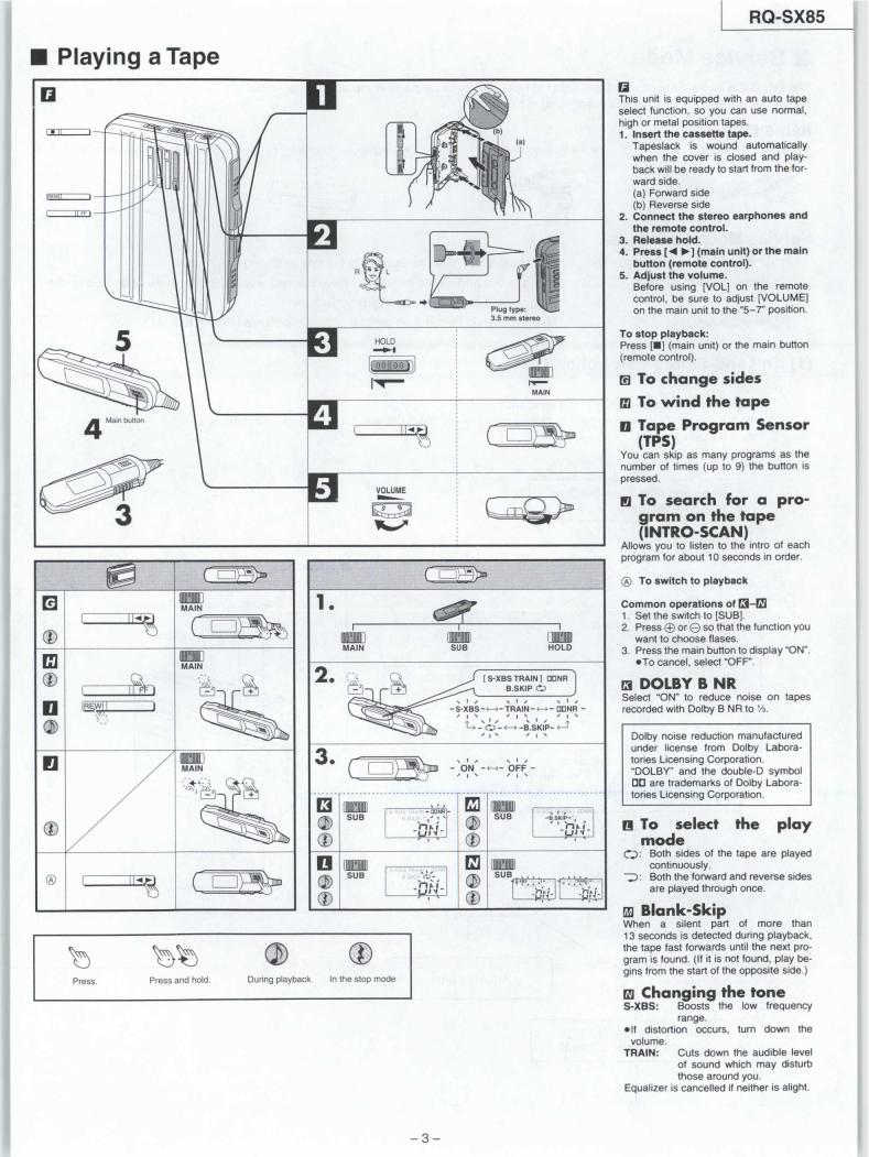 Panasonic RQ-SX-85 Service Manual