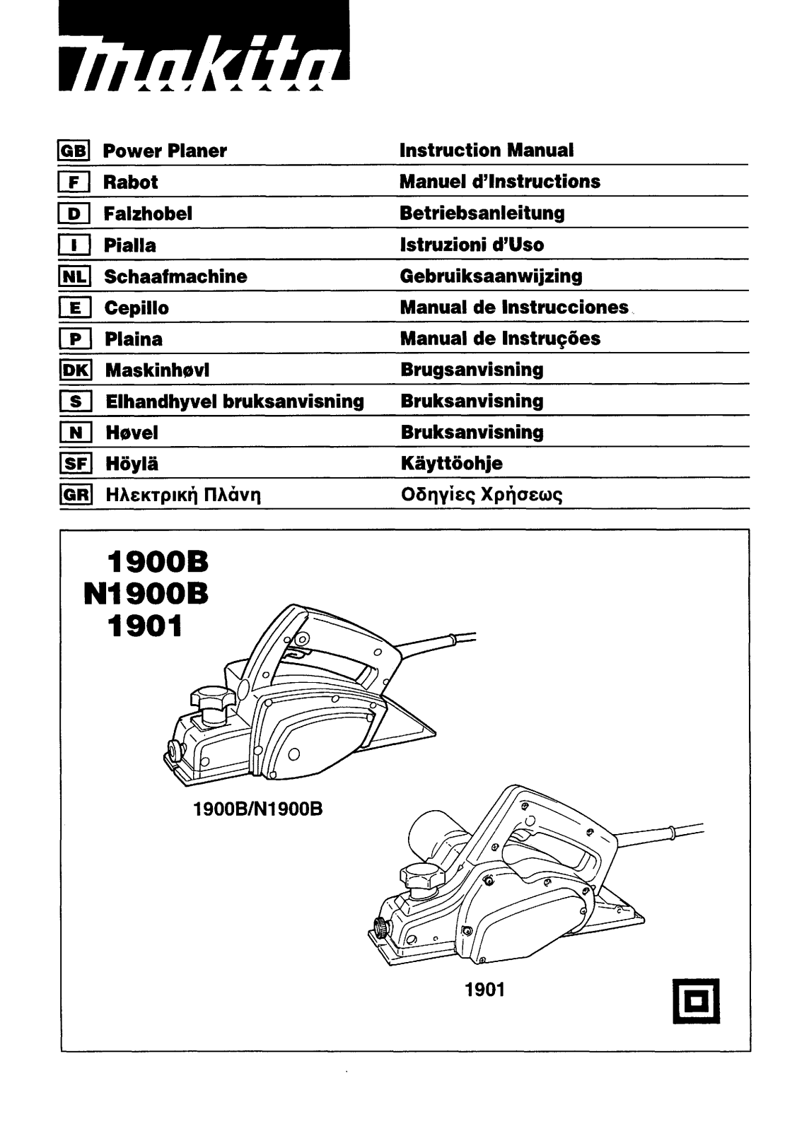 Makita 1900B, 1901, N1900B User Manual