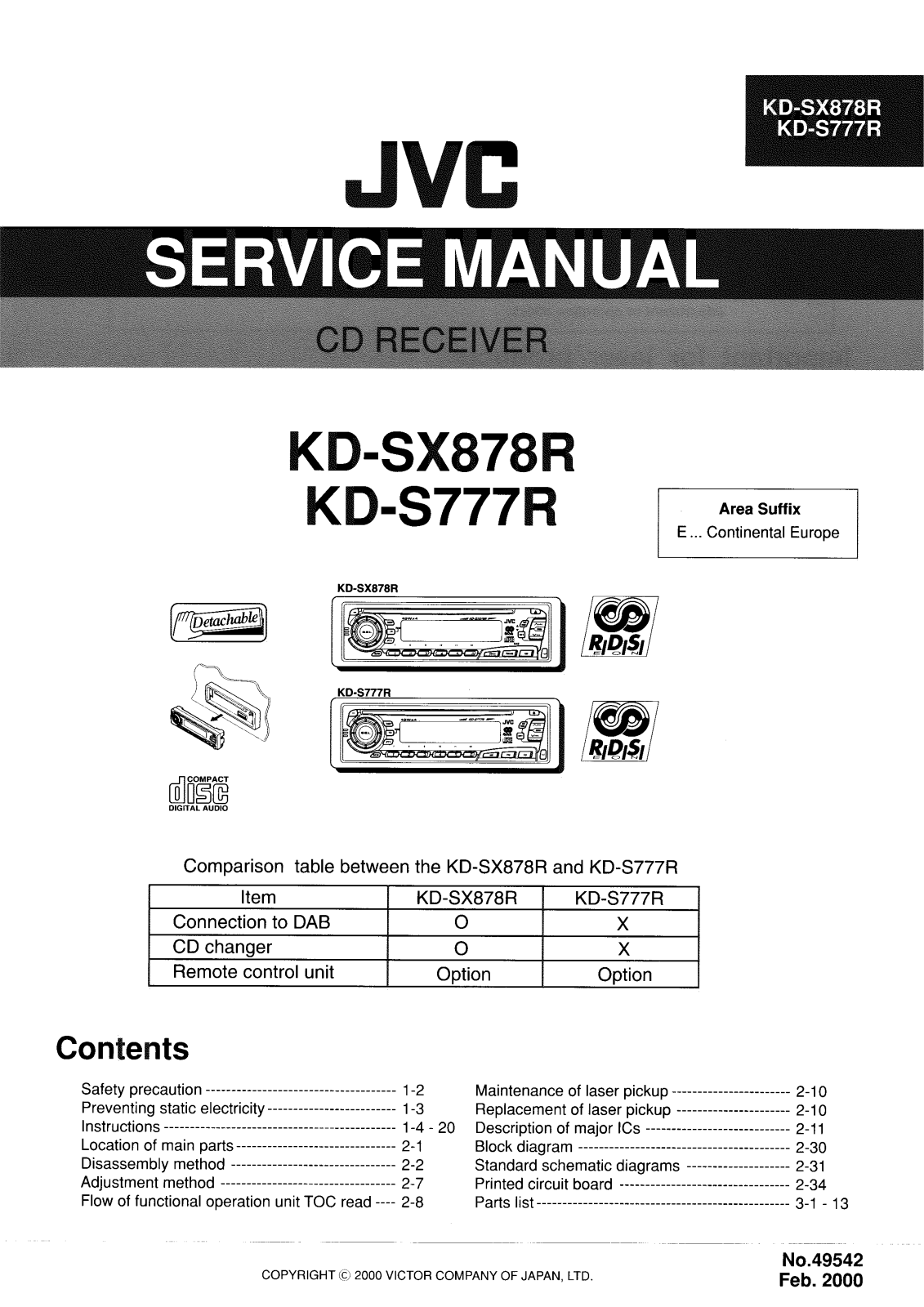 JVC KDS-777-R, KDSX-878-R Service manual