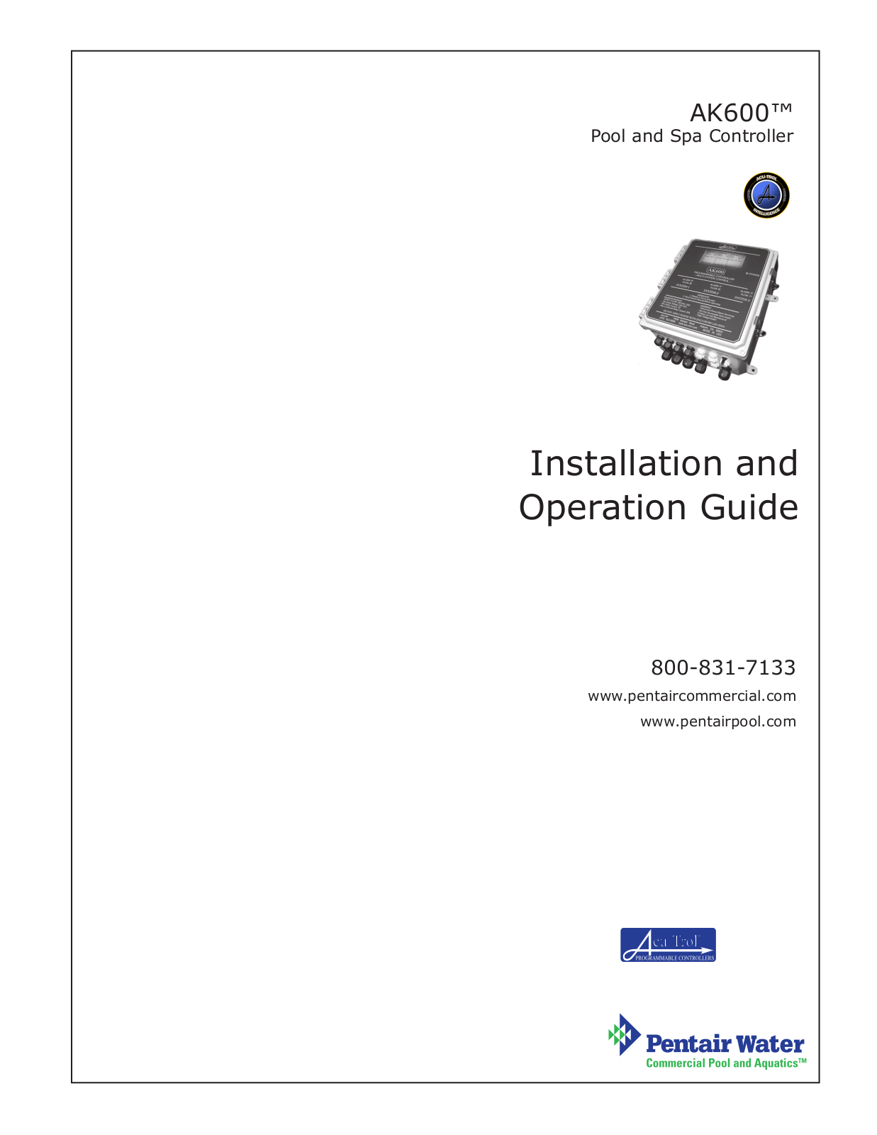 Sta-Rite AK600 Installation  Manual