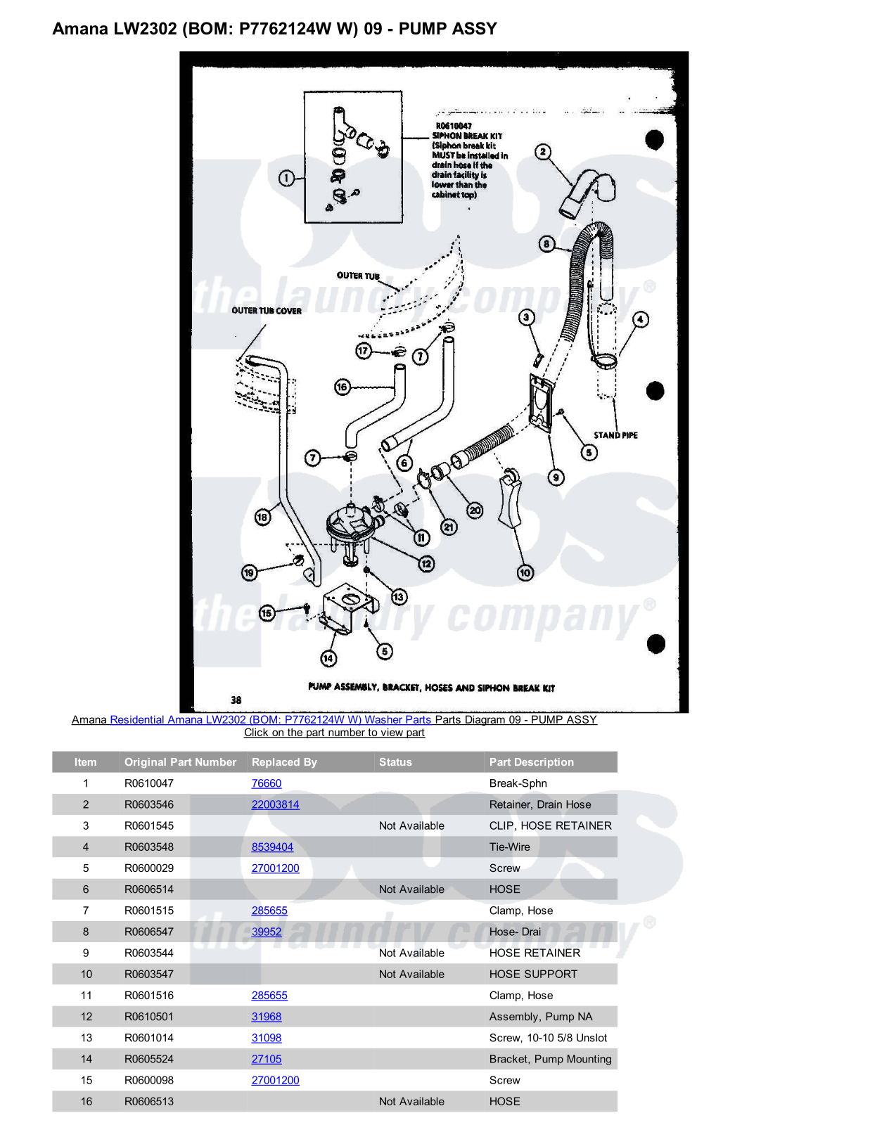 Amana LW2302 Parts Diagram