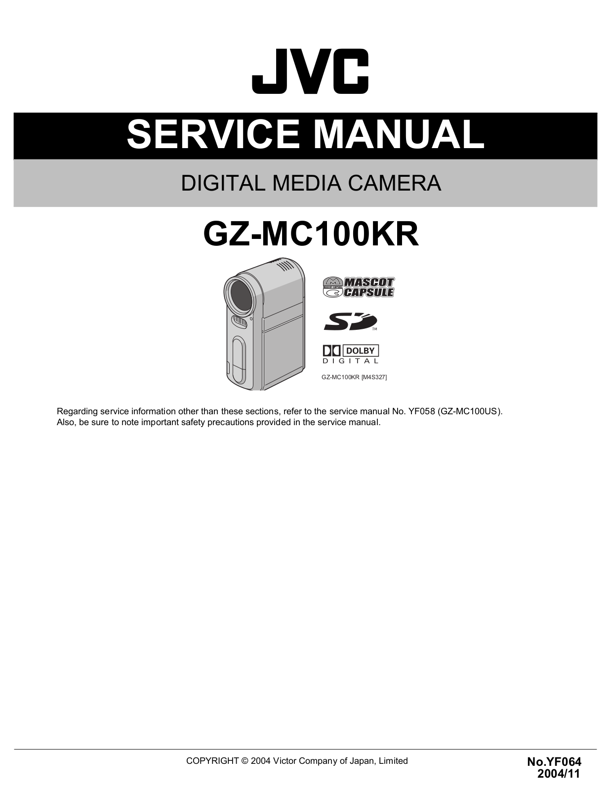 JVC GZ-MC100KR Service Manual