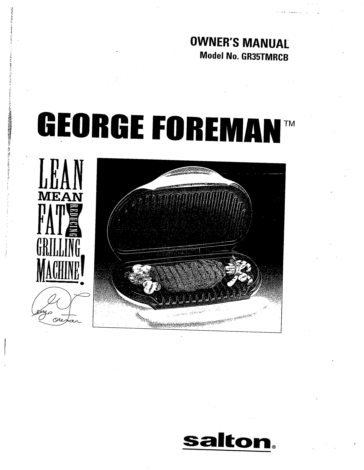 George Foreman GR35TMRCB User Manual