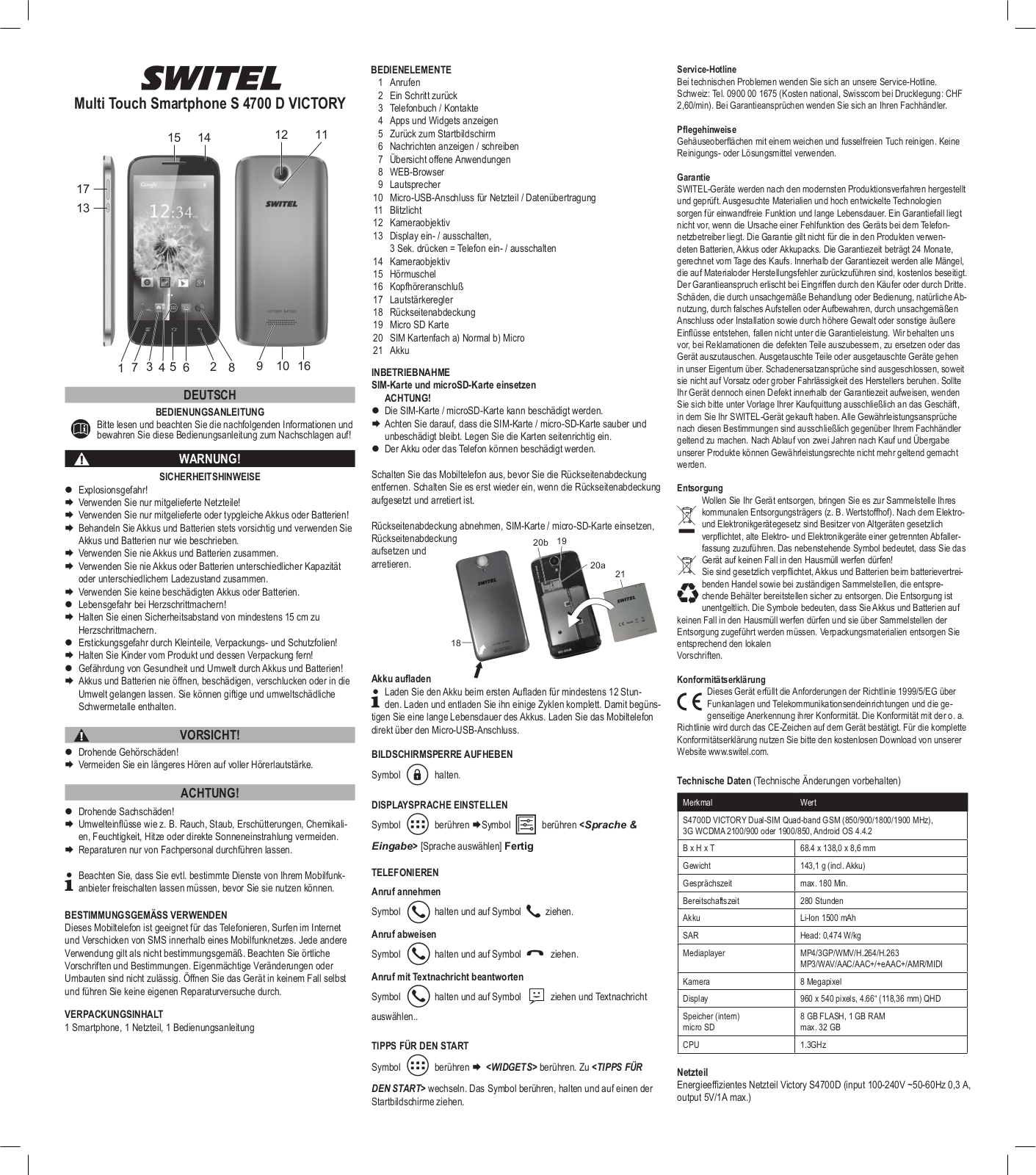 Switel S 4700D Operating Instructions