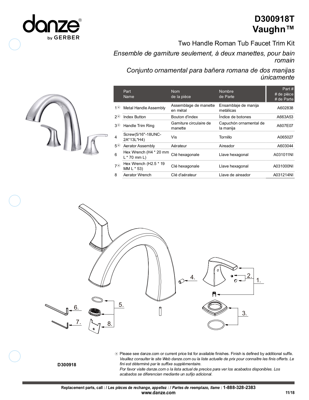 Gerber D300918T, D300918BST, D300918BNT Part List