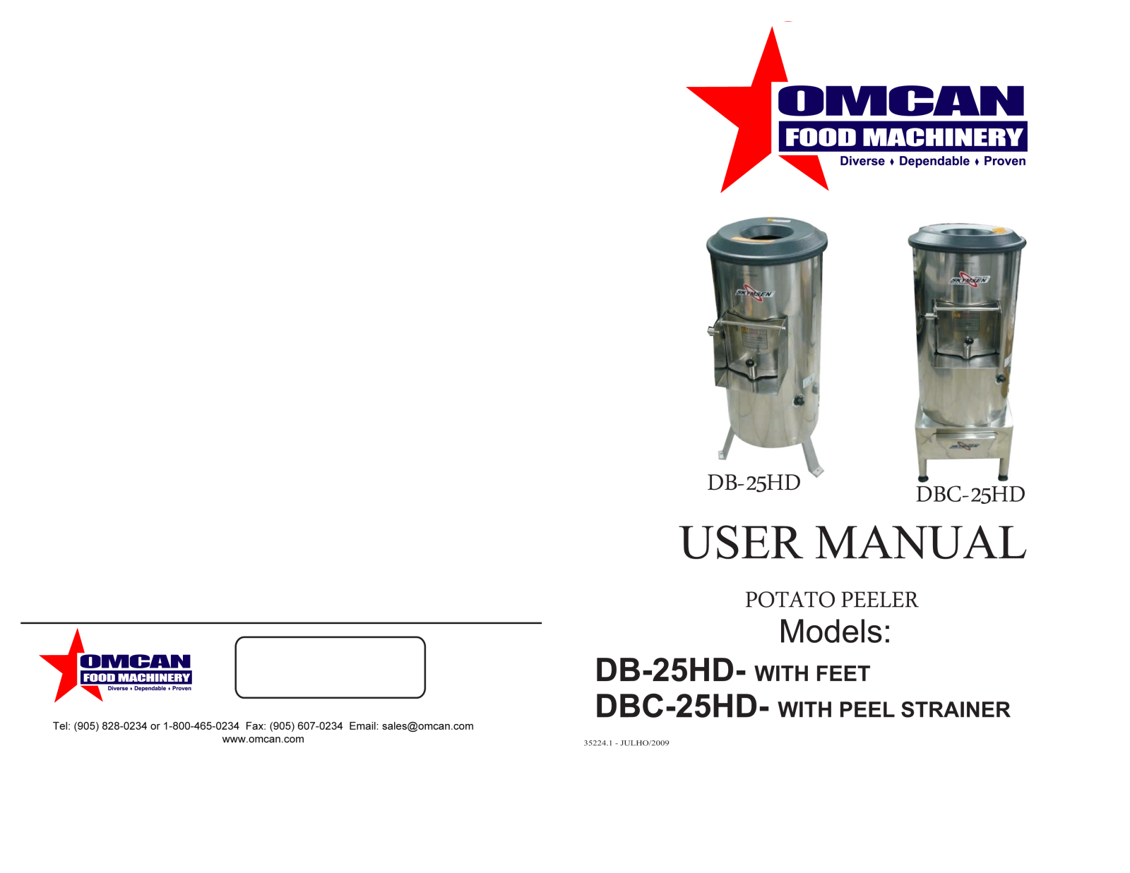 Omcan Food Machinery DBC-25HD Installation  Manual